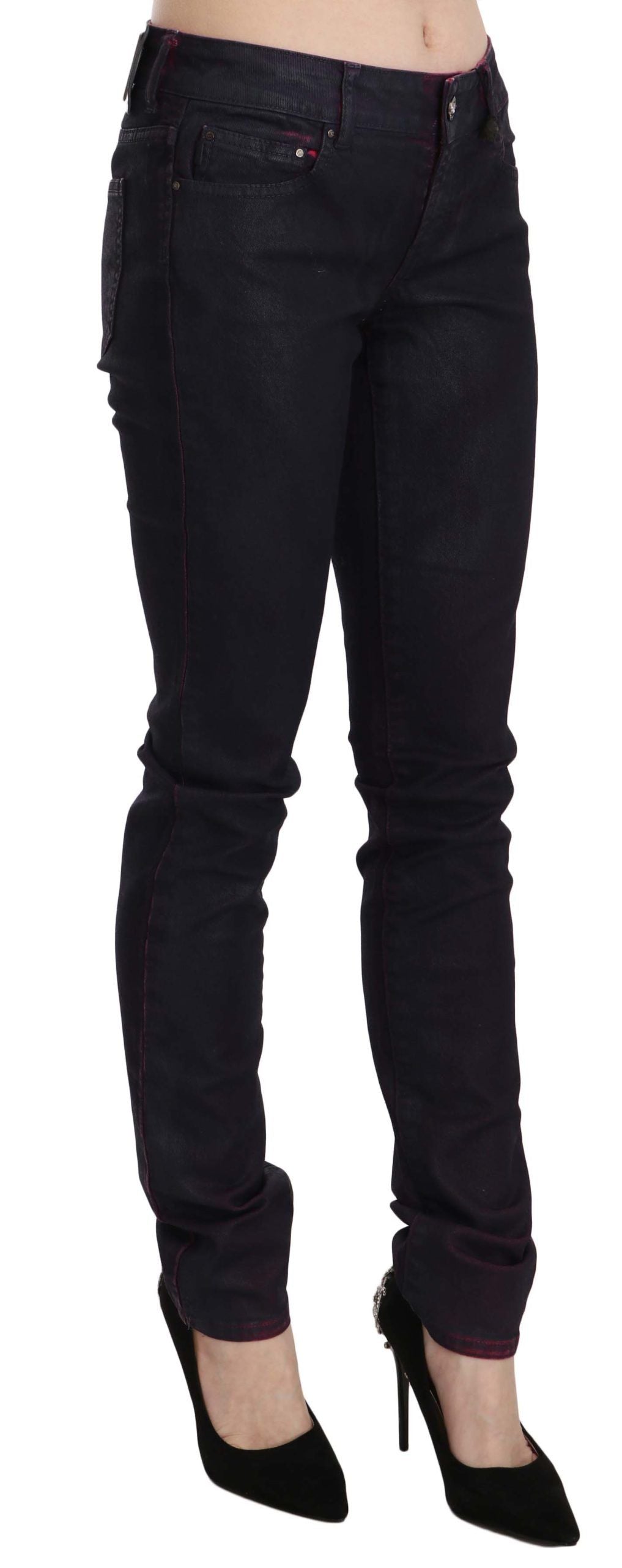Just Cavalli Black Cotton Low Waist Skinny Denim Pants | Regal Royce