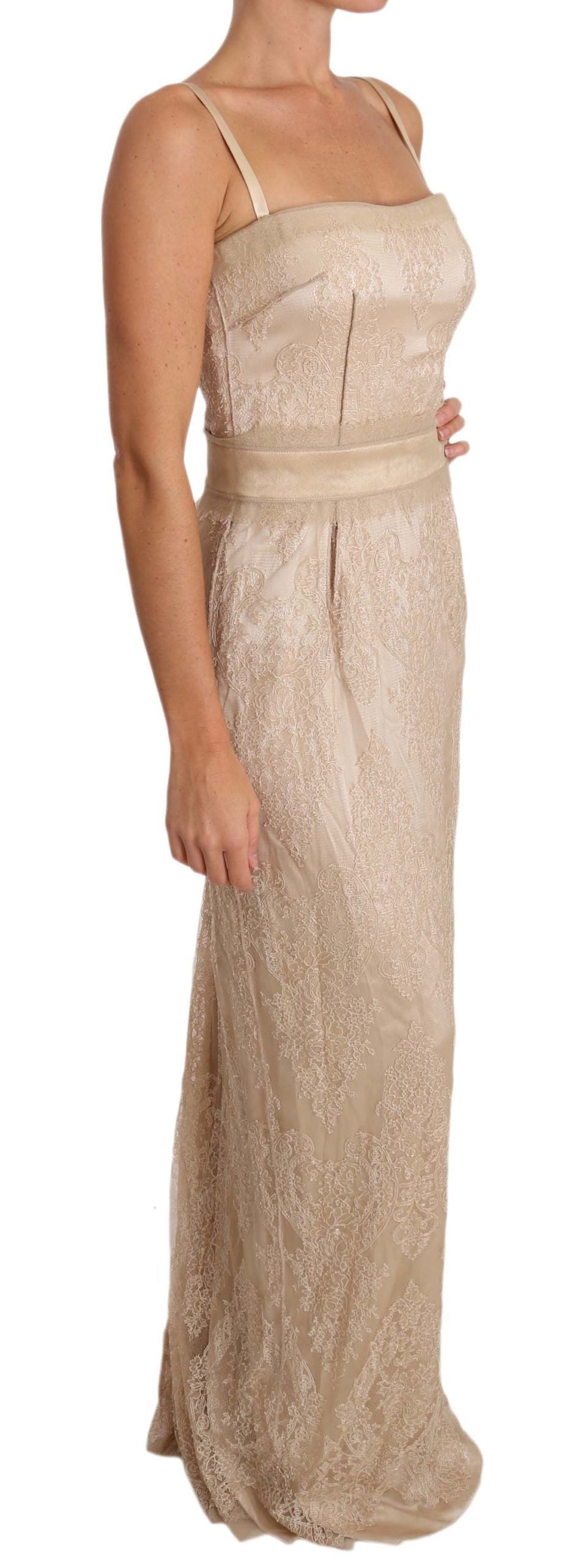 Dolce & Gabbana Beige Lace Spaghetti Strap Sheath Dress | Regal Royce