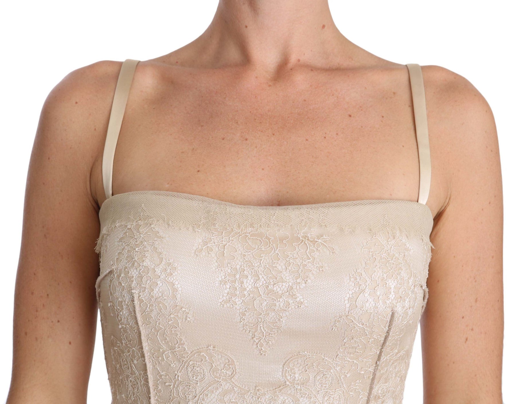 Dolce & Gabbana Beige Lace Spaghetti Strap Sheath Dress | Regal Royce