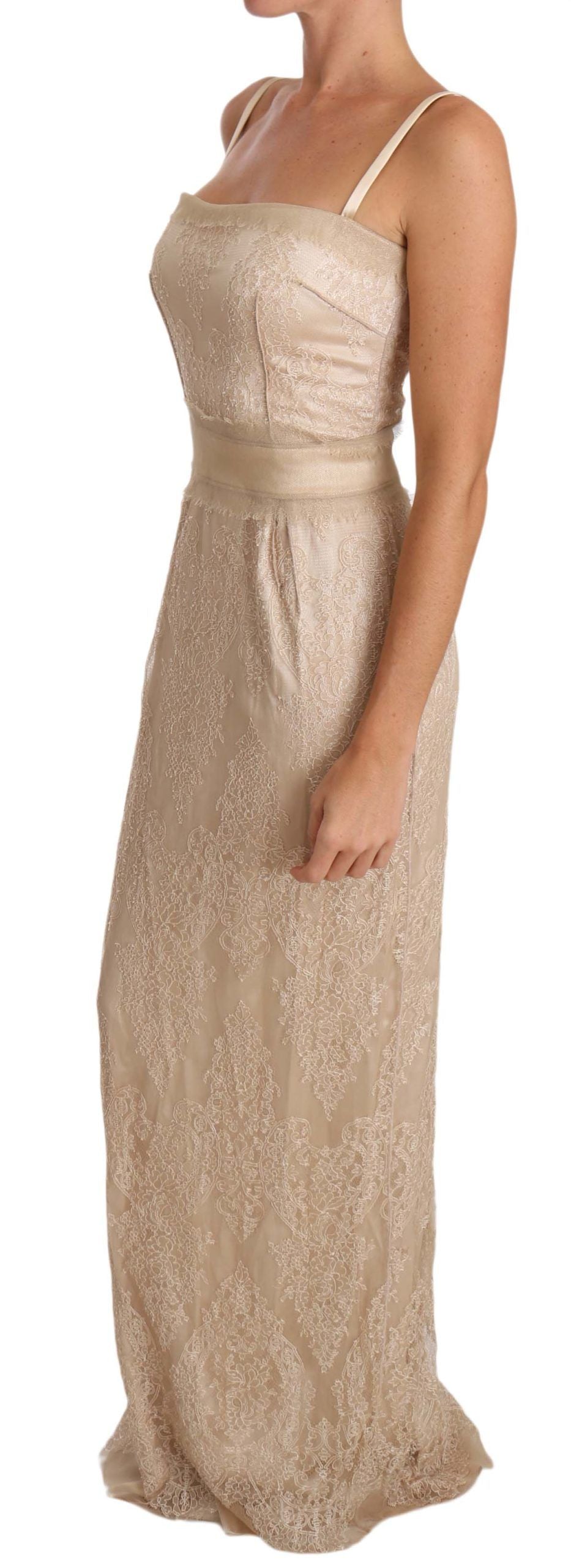 Dolce & Gabbana Beige Lace Spaghetti Strap Sheath Dress | Regal Royce