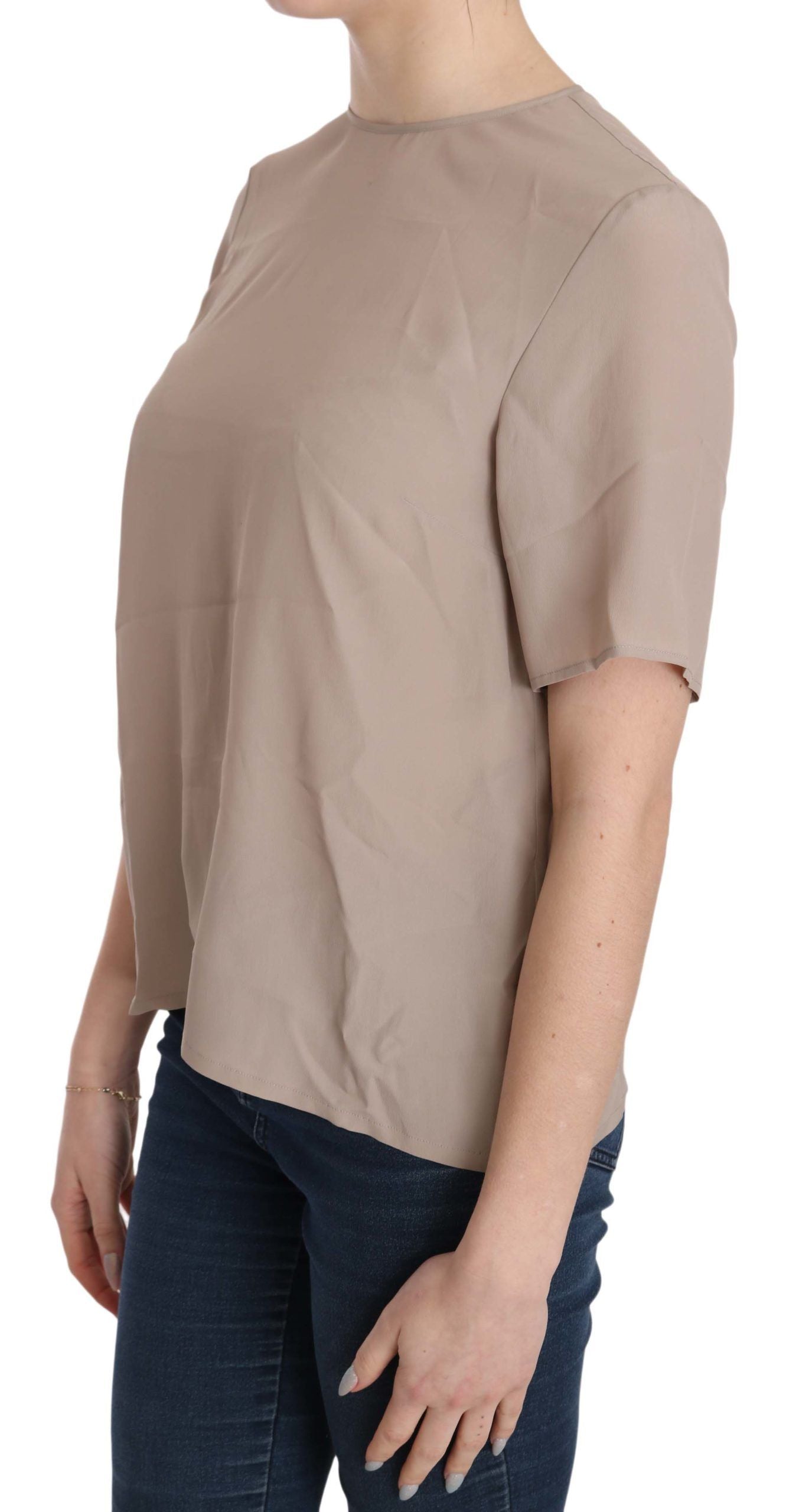 Dolce & Gabbana Beige Crew Neck Short Sleeve Blouse | Regal Royce