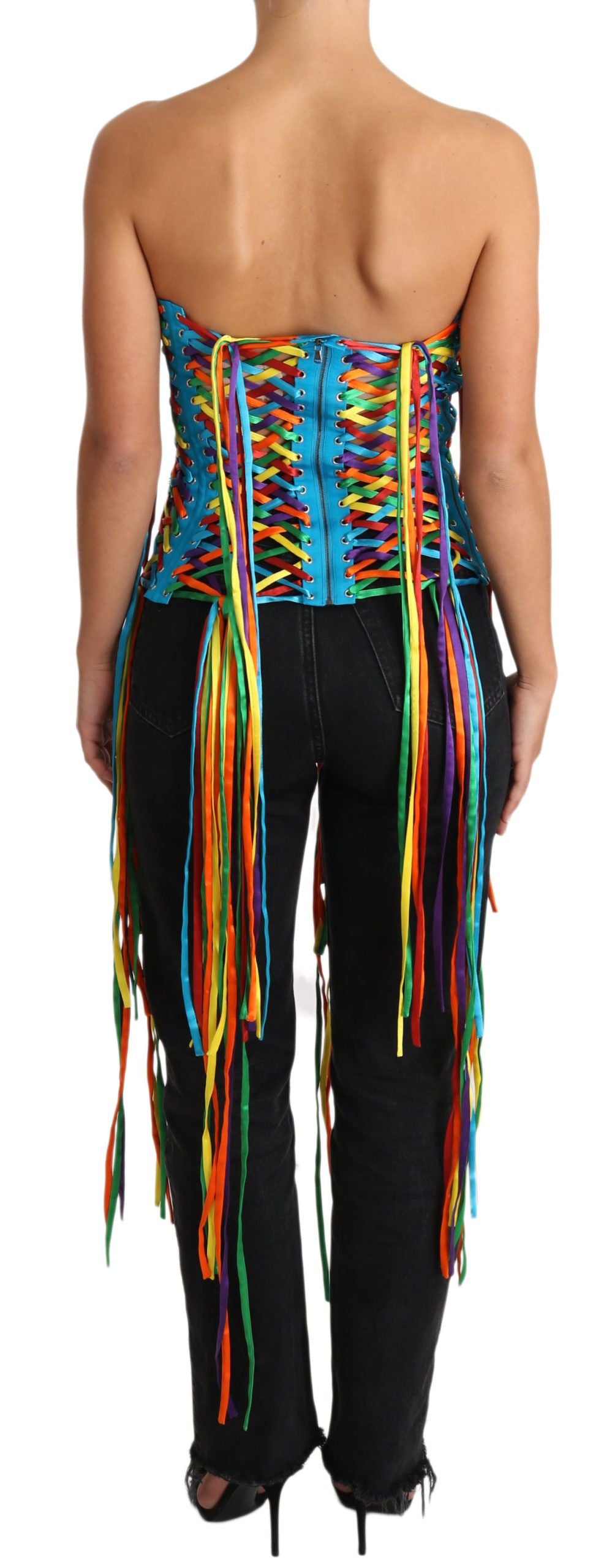 Dolce & Gabbana Multicolor Strings Bustier Polyester Corset  Top | Regal Royce