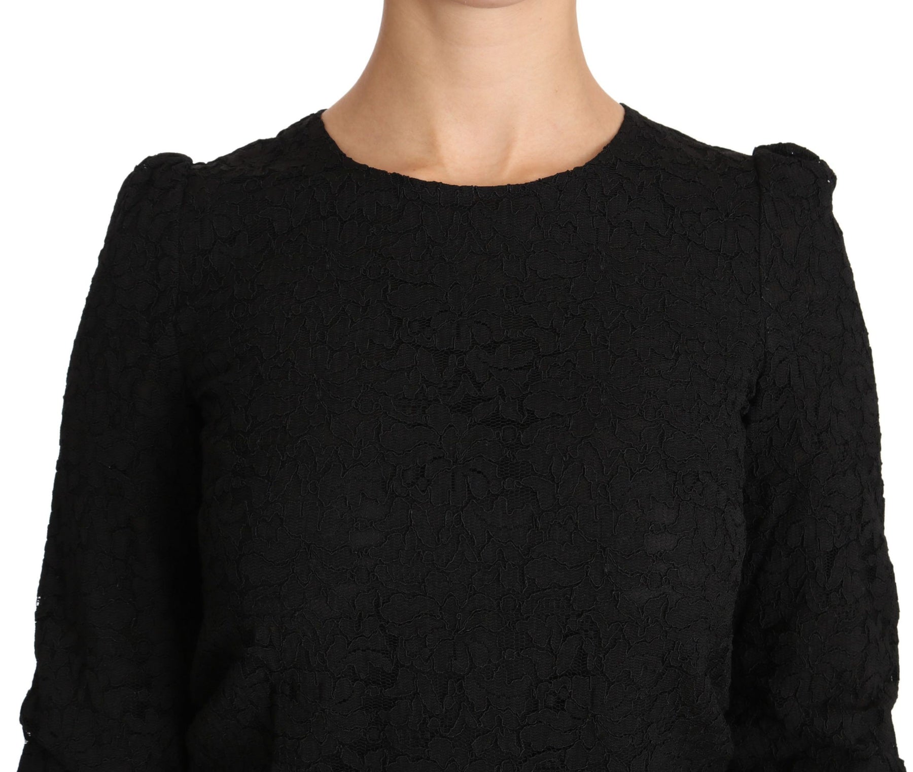 Dolce & Gabbana Black Floral Lace Zipper Top Blouse | Regal Royce