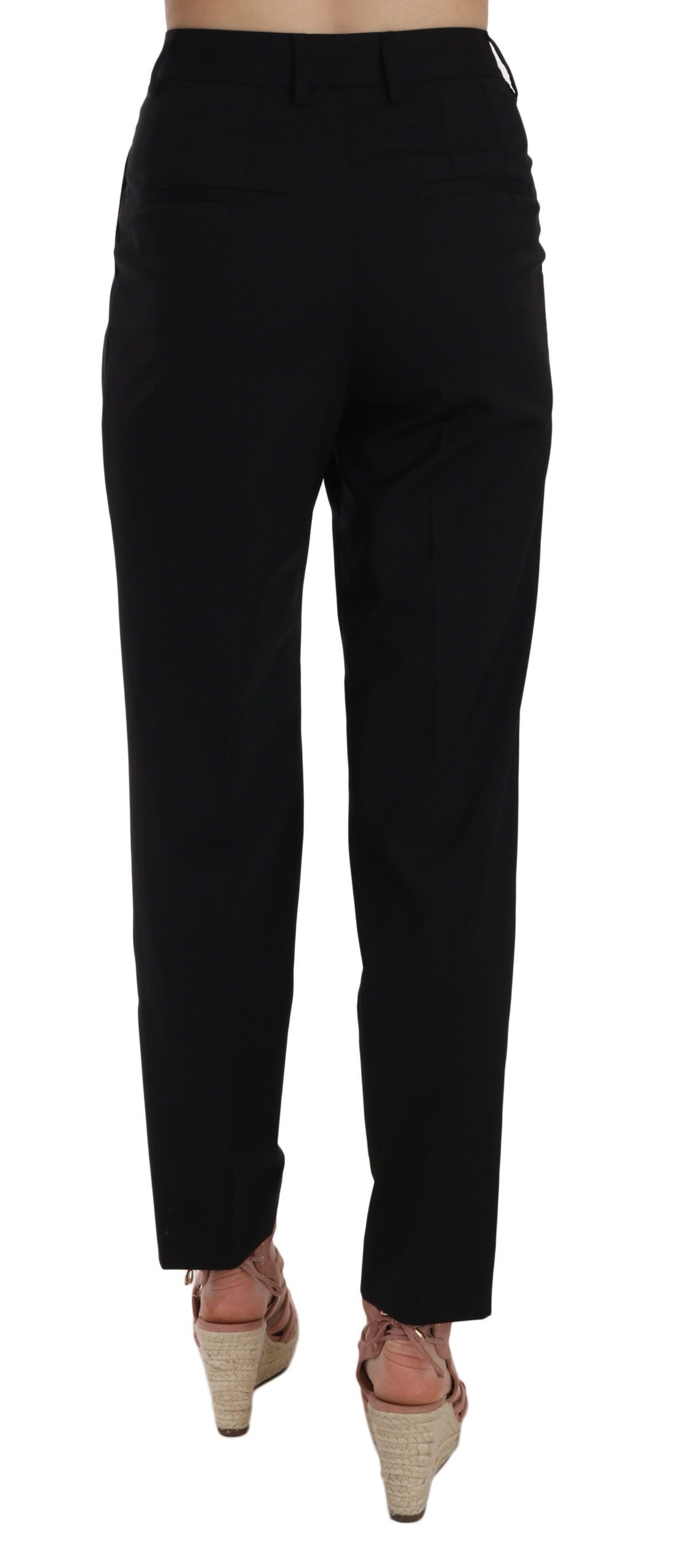 Dolce & Gabbana Black Button Pleated Tapered Trouser Pants | Regal Royce