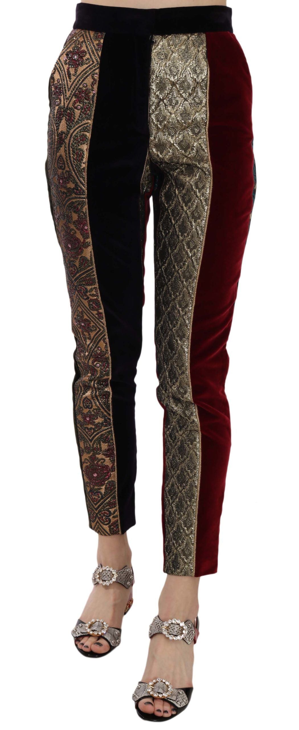 Dolce & Gabbana Multicolor Jacquard Cropped Tapered Pants | Regal Royce