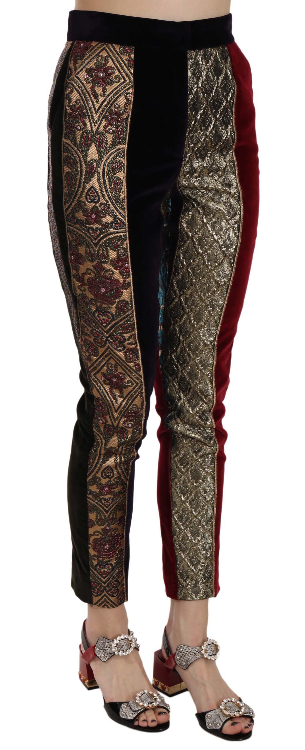 Dolce & Gabbana Multicolor Jacquard Cropped Tapered Pants | Regal Royce