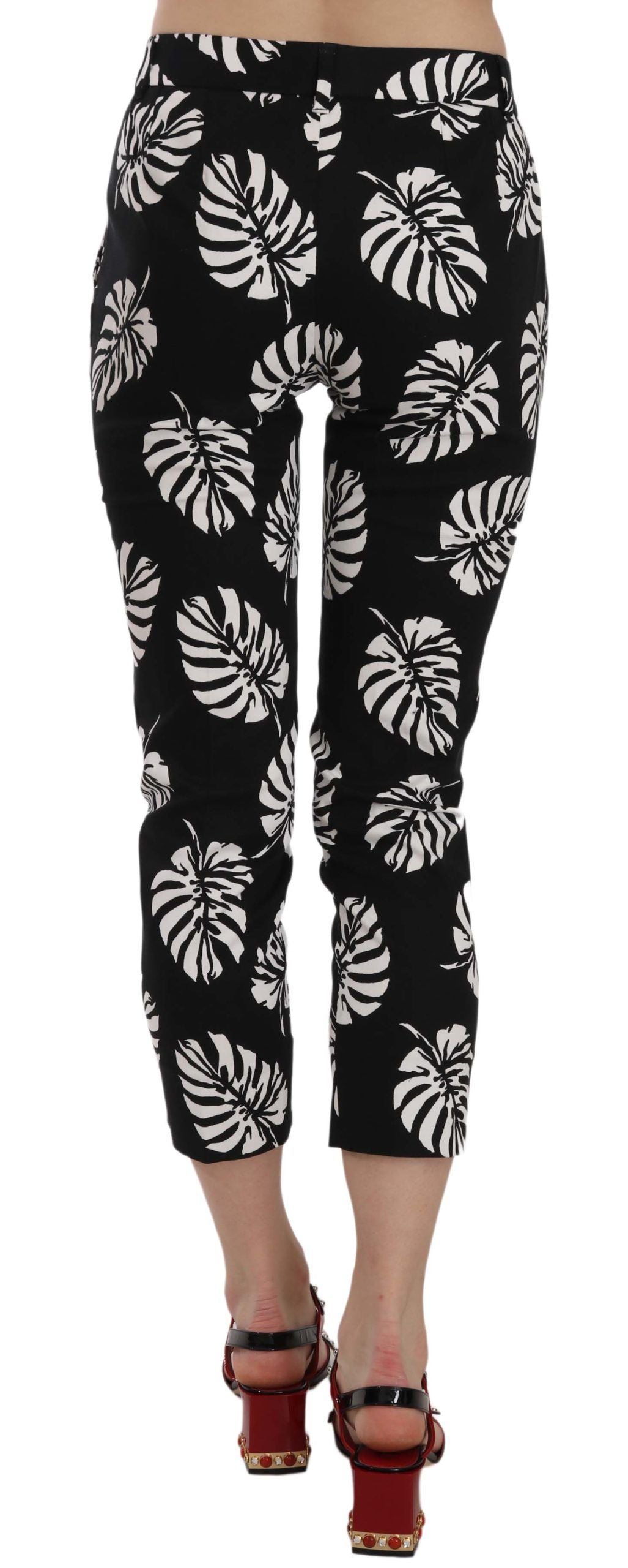 Dolce & Gabbana Black Palm Leaf Print Skinny Pants | Regal Royce