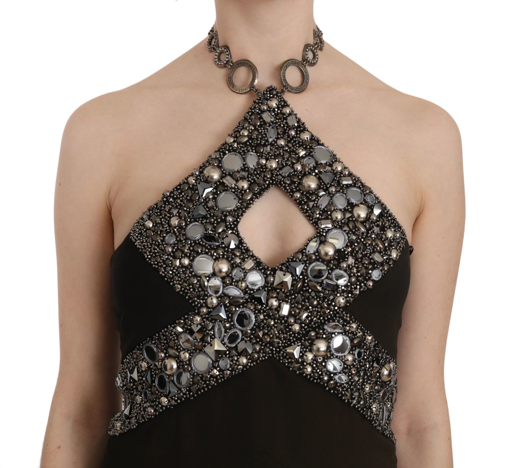 John Richmond Black Sequined Stretch Mini Shift Dress | Regal Royce