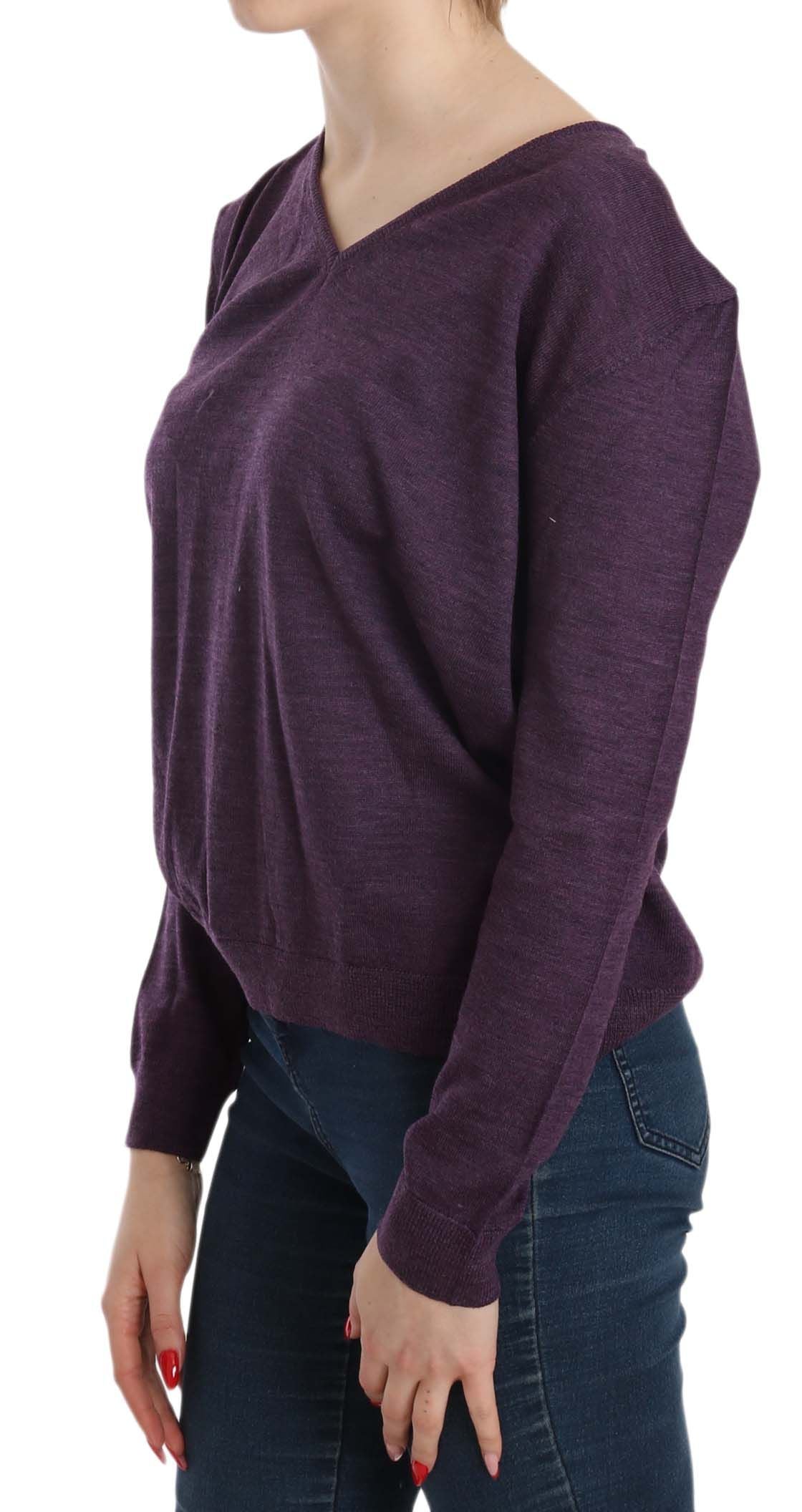 BYBLOS Purple V-neck Long Sleeve Pullover Top | Regal Royce
