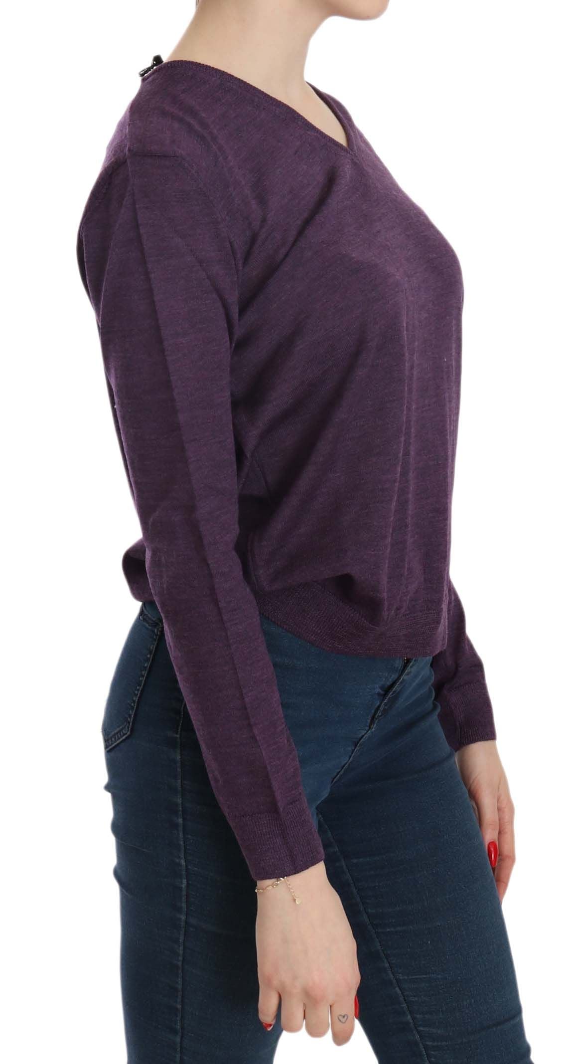 BYBLOS Purple V-neck Long Sleeve Pullover Top | Regal Royce