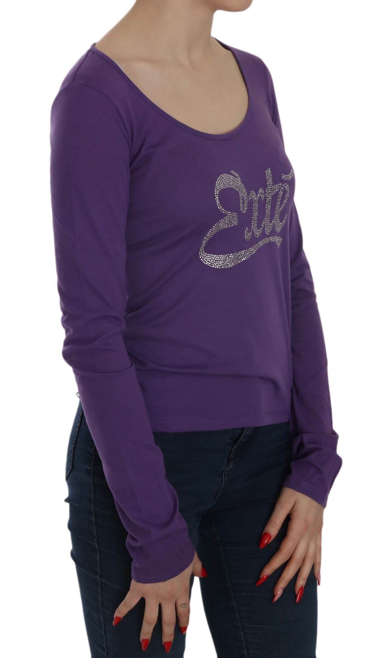 Exte Purple Crystal Embellished Long Sleeve Casual Top | Regal Royce