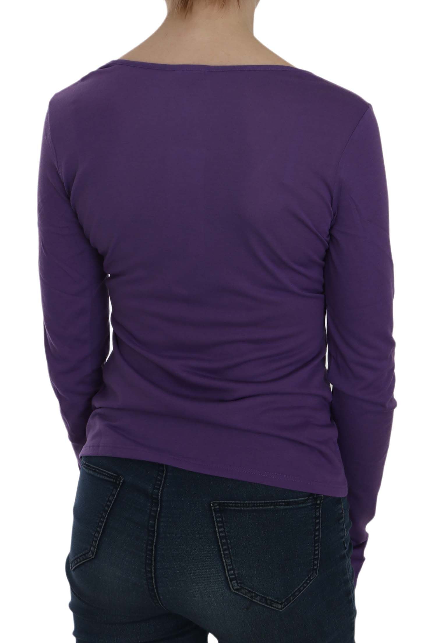 Exte Purple Crystal Embellished Long Sleeve Casual Top | Regal Royce