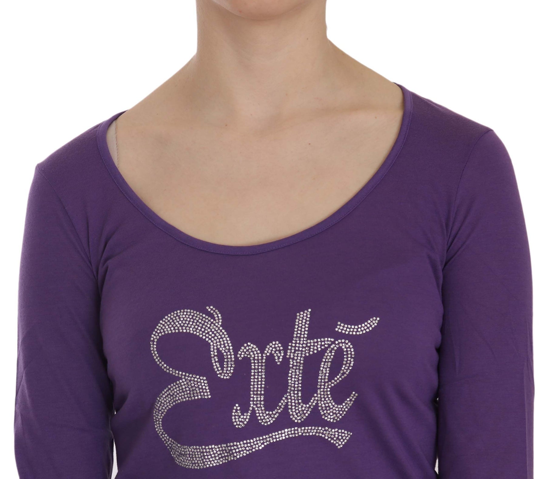 Exte Purple Crystal Embellished Long Sleeve Casual Top | Regal Royce