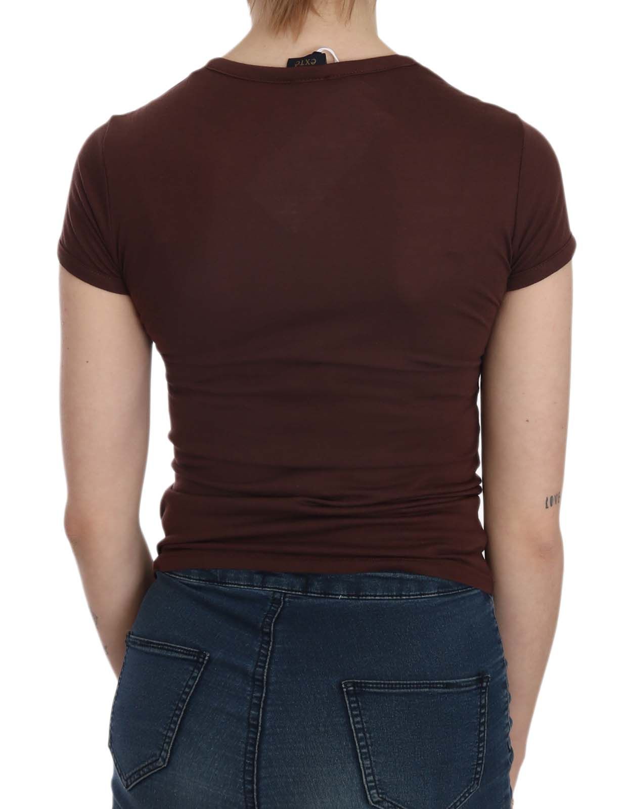 Exte Brown Hearts Short Sleeve Casual T-shirt Top | Regal Royce