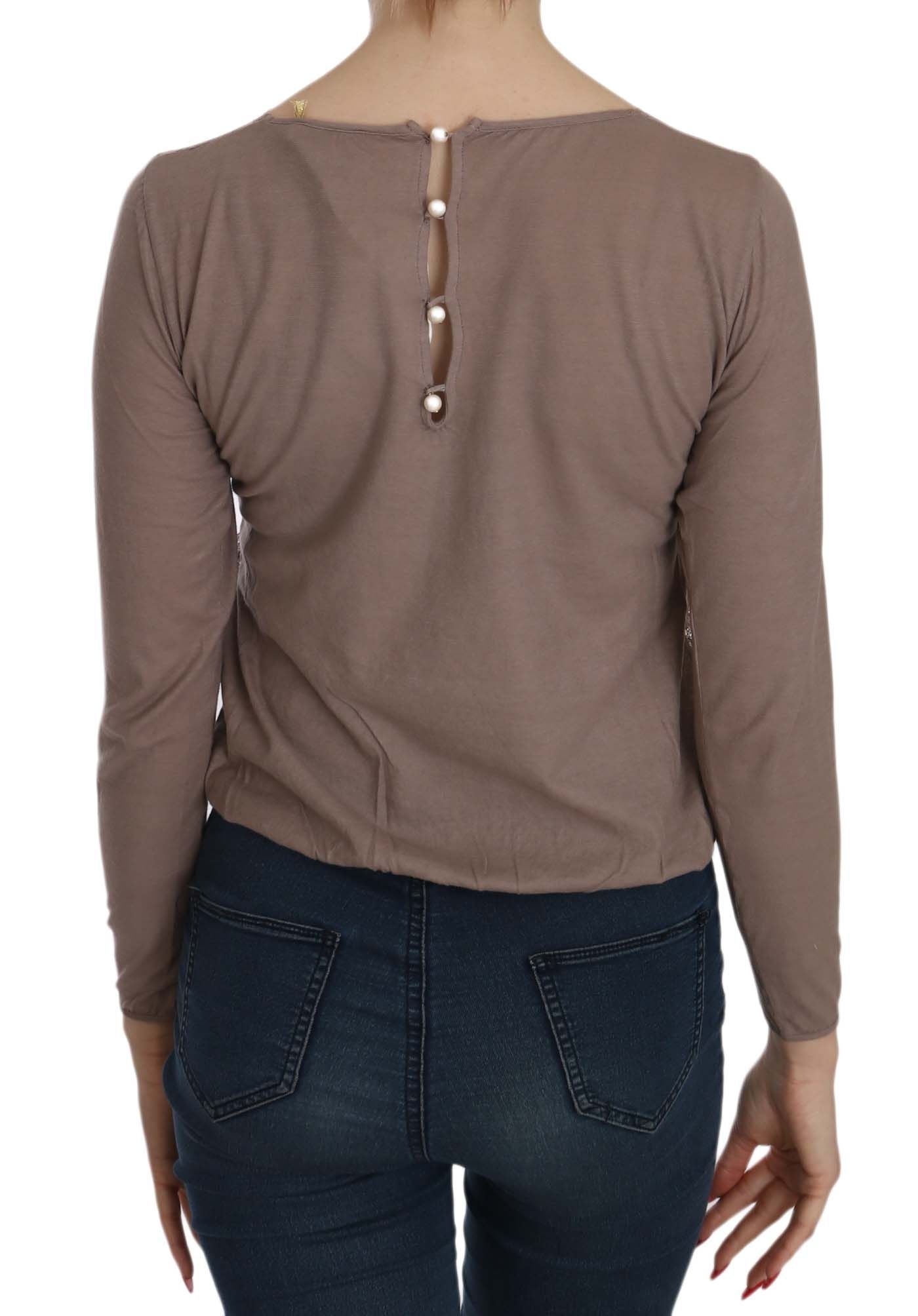 PINK MEMORIES Brown Lace See Through Long Sleeve Top | Regal Royce