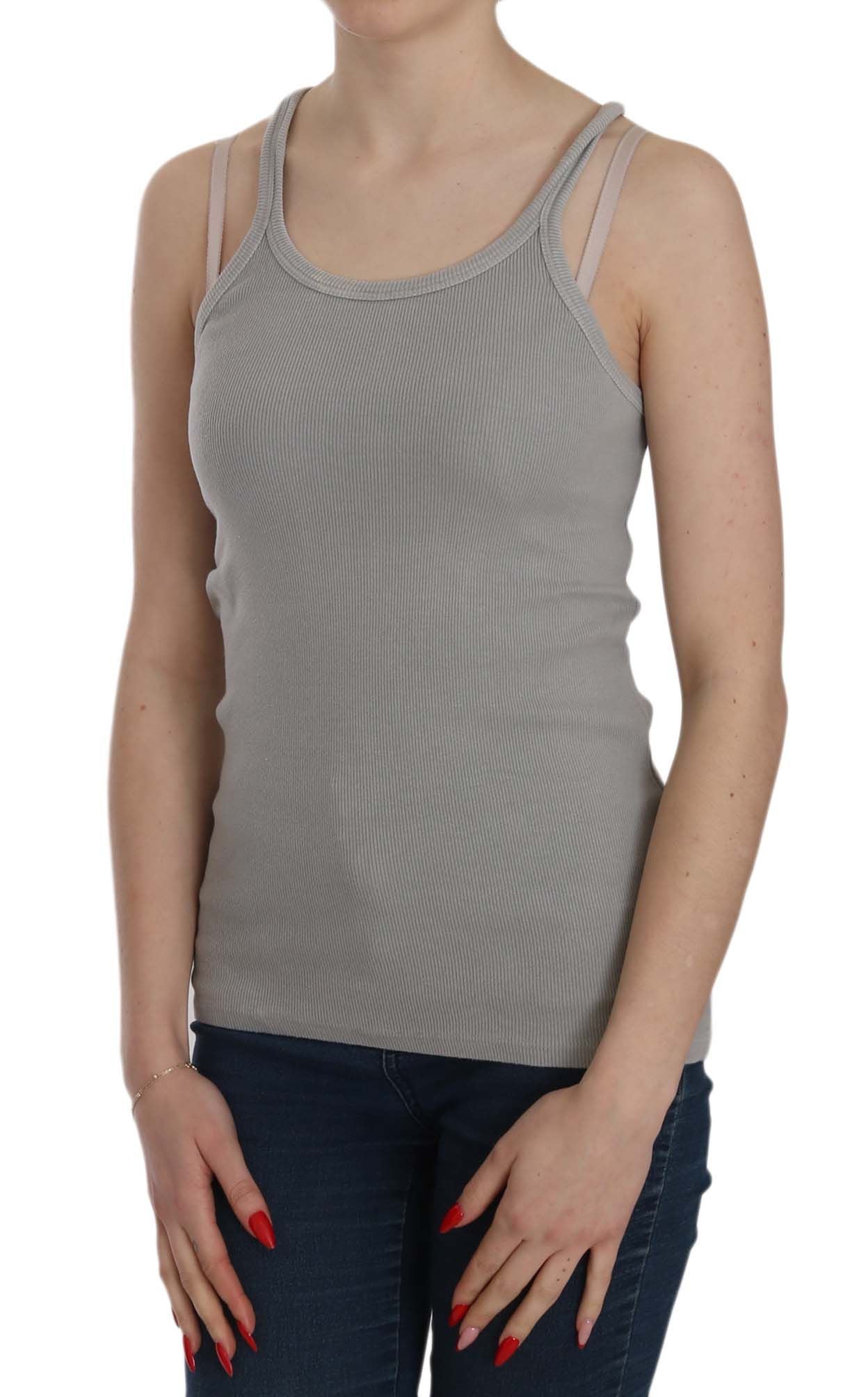 PINK MEMORIES Grey Sleeveless Spaghetti Strap Shirt | Regal Royce