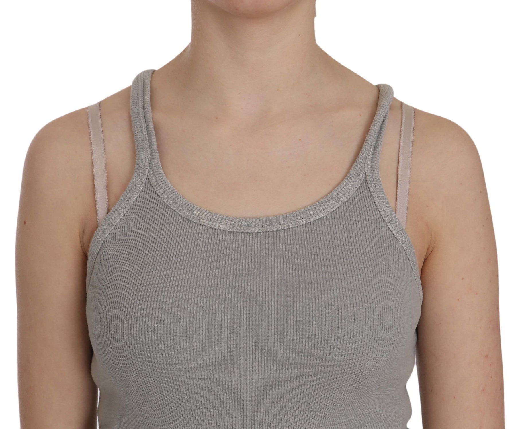 PINK MEMORIES Grey Sleeveless Spaghetti Strap Shirt | Regal Royce