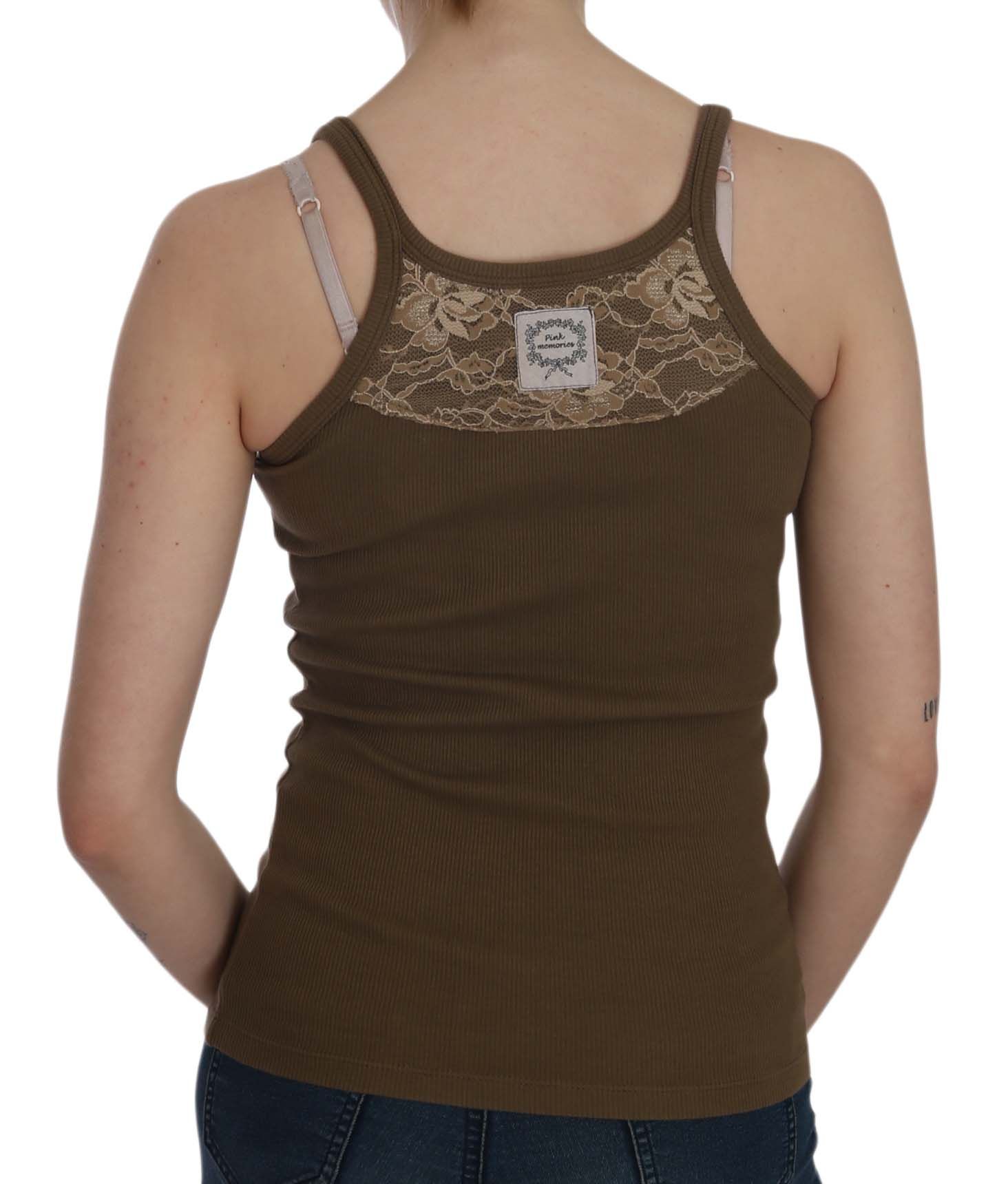 PINK MEMORIES Brown Sleeveless Spaghetti Strap Blouse Top | Regal Royce