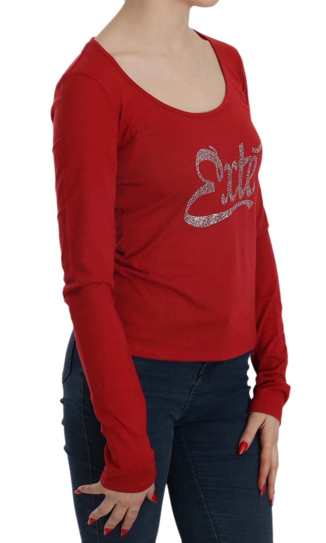 Exte Red Crystal Embellished Long Sleeve Blouse | Regal Royce
