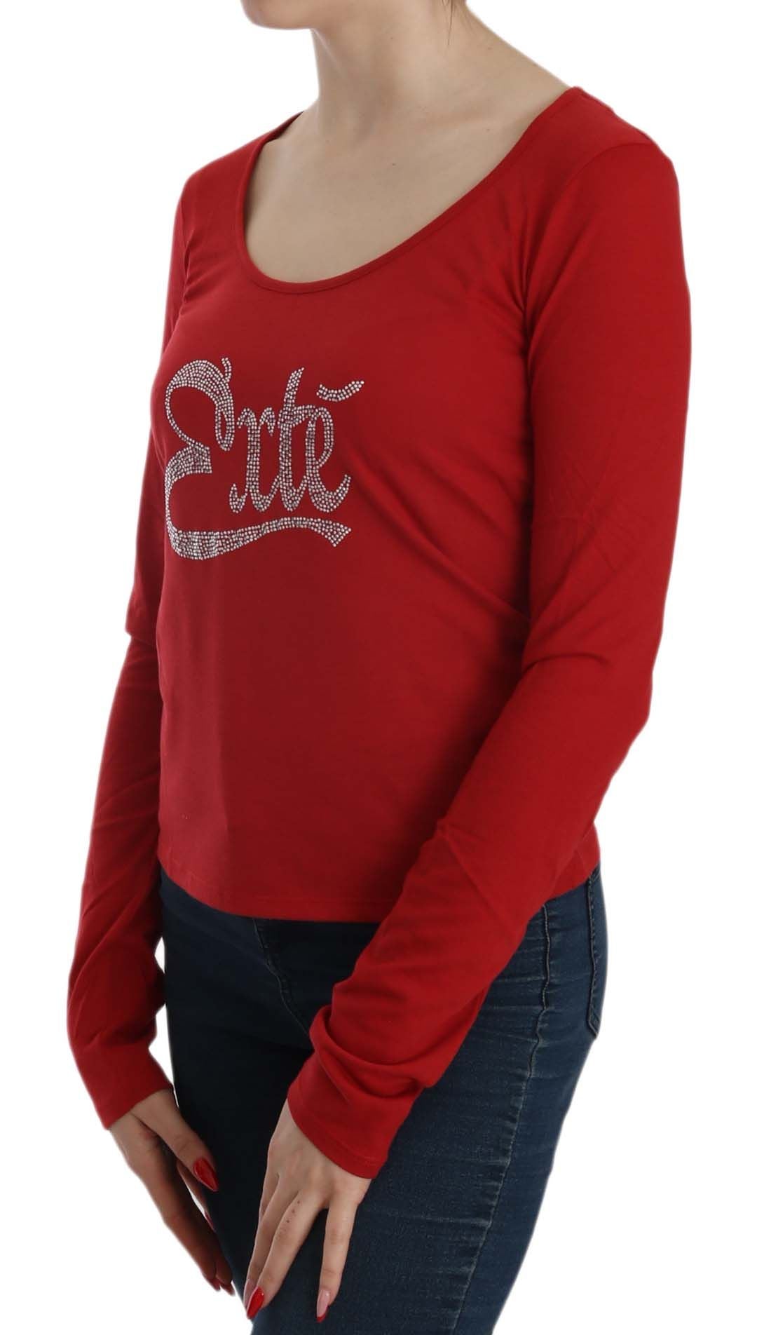 Exte Red Crystal Embellished Long Sleeve Blouse | Regal Royce