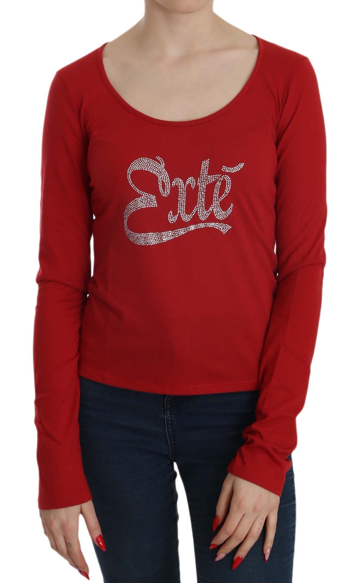 Exte Red Crystal Embellished Long Sleeve Blouse | Regal Royce
