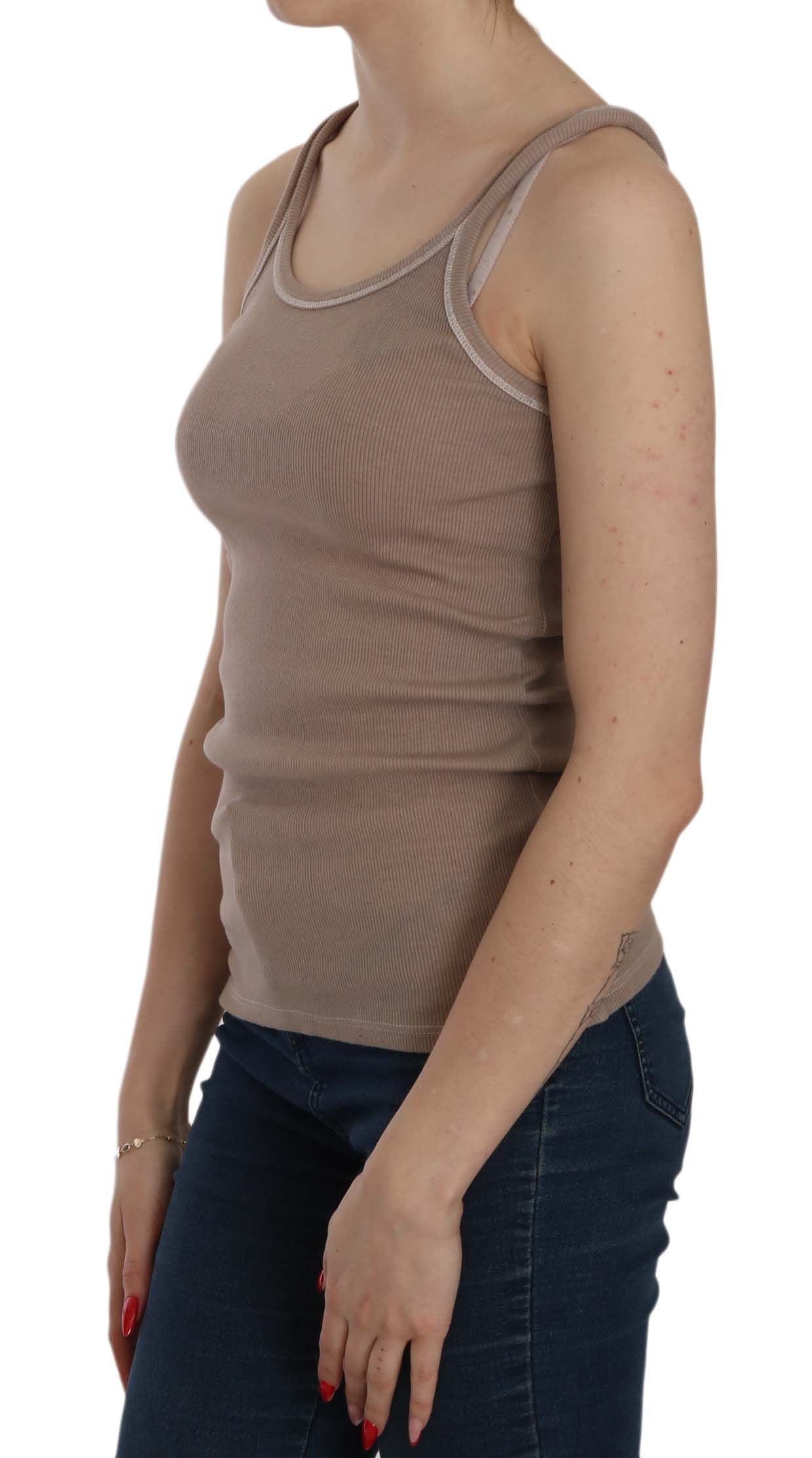 PINK MEMORIES Brown Sleeveless Spaghetti Strap Tank Blouse | Regal Royce