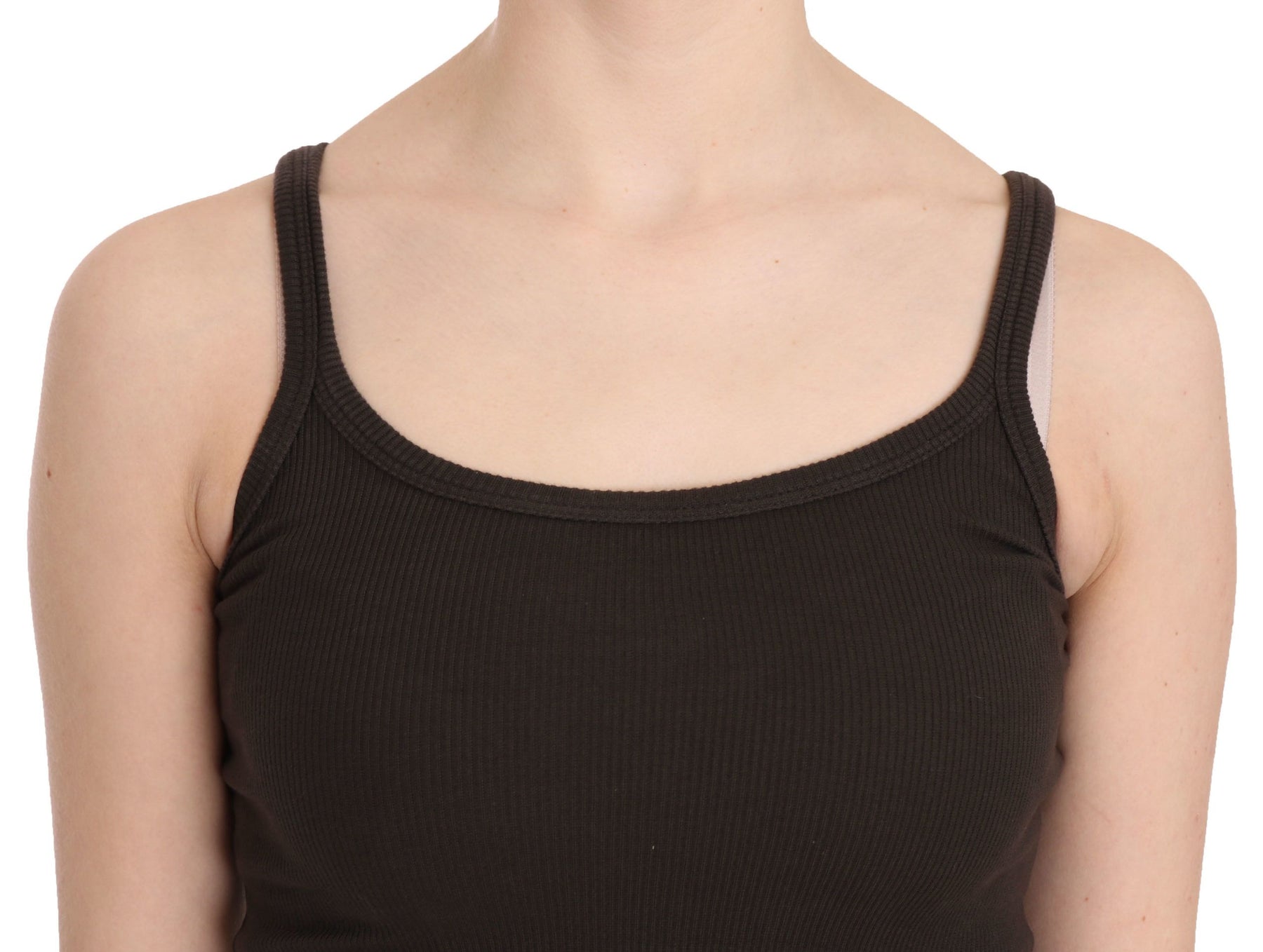 PINK MEMORIES Dark Brown Sleeveless Spaghetti Strap Blouse | Regal Royce