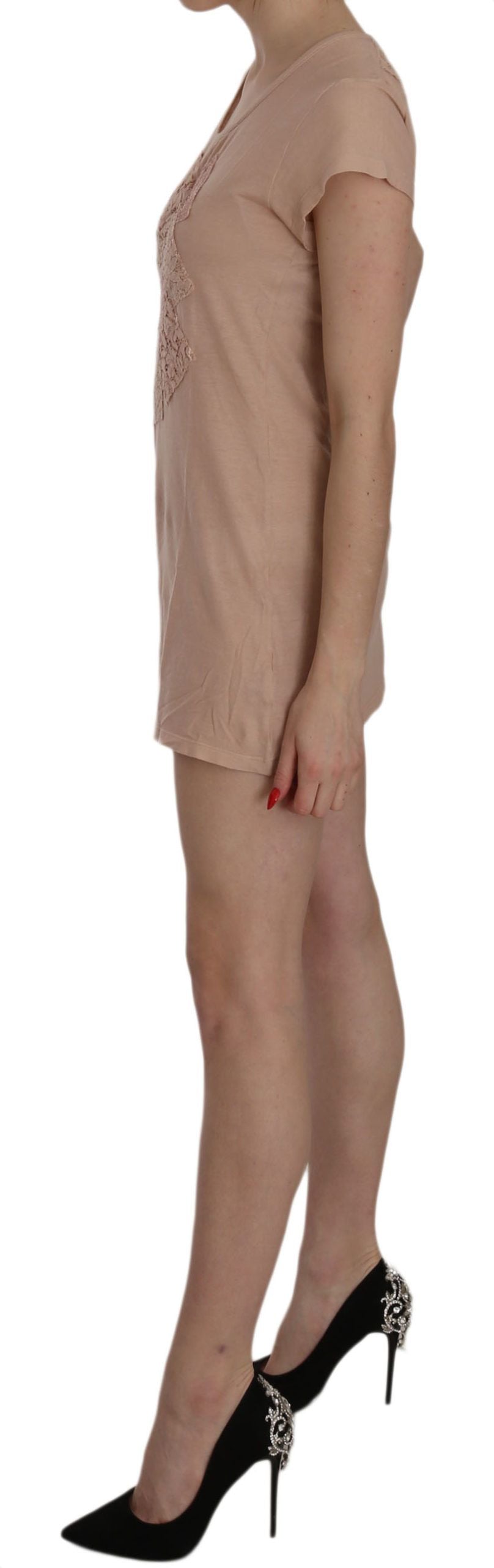 PINK MEMORIES Pink Lace Short Sleeve Shift Mini Dress | Regal Royce