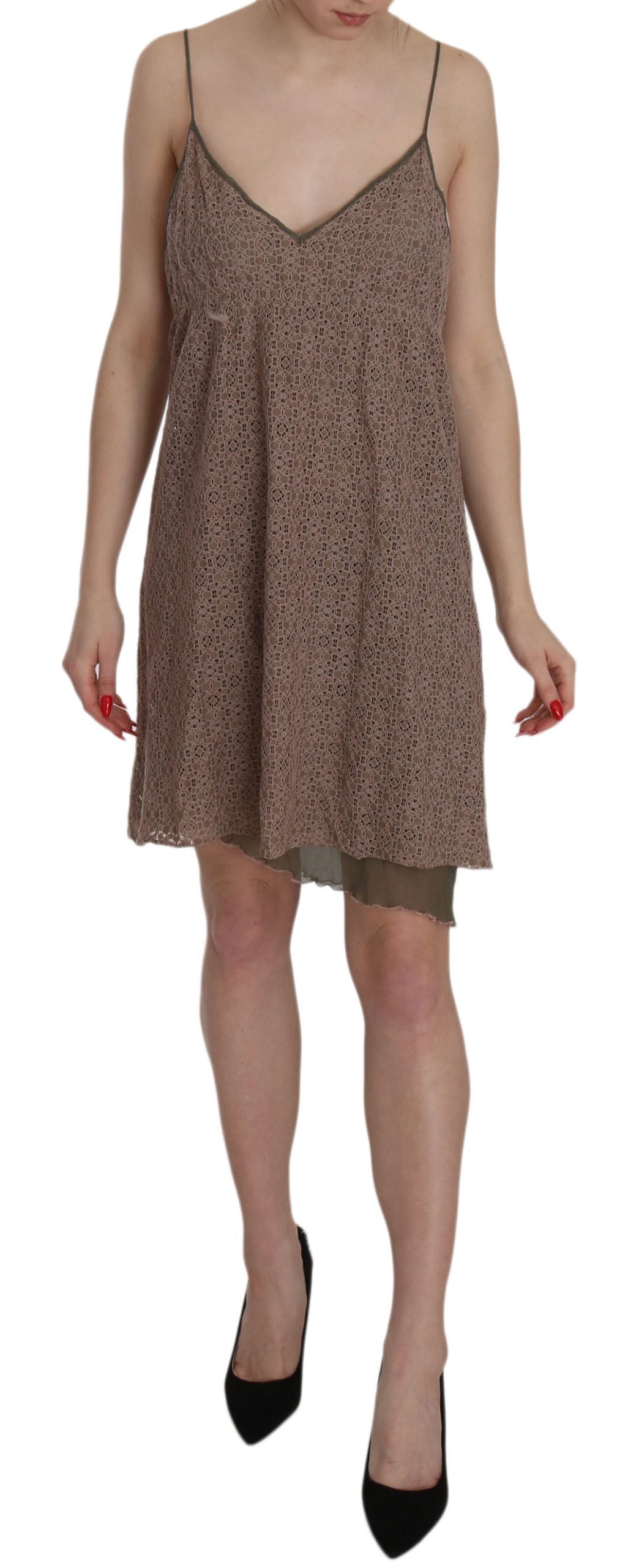 PINK MEMORIES Cotton Green Spaghetti Strap A-line Mini Dress | Regal Royce