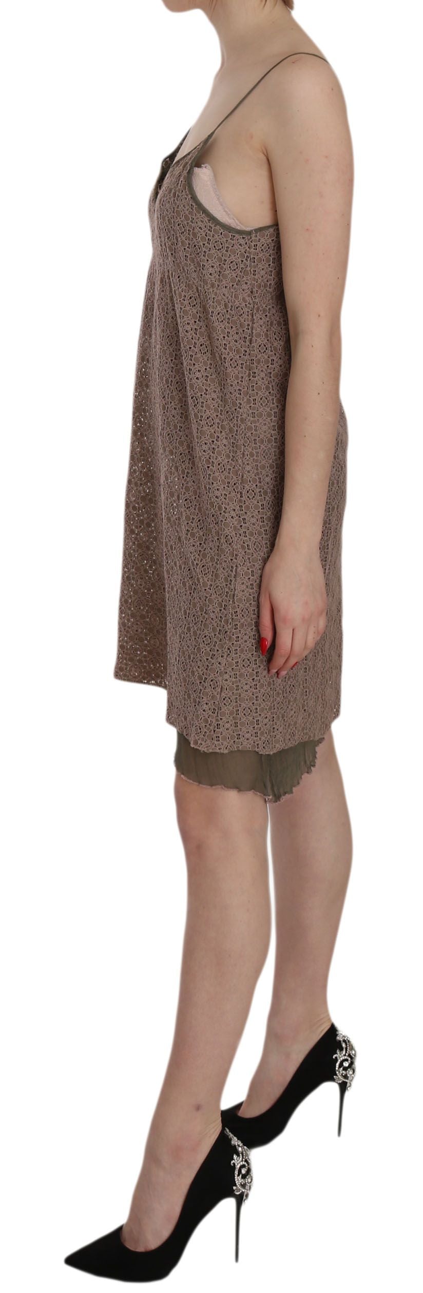 PINK MEMORIES Cotton Green Spaghetti Strap A-line Mini Dress | Regal Royce