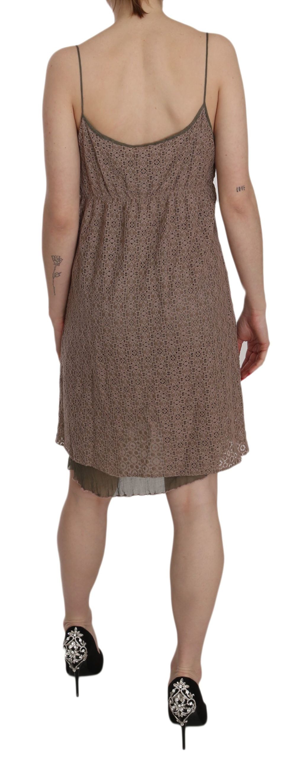 PINK MEMORIES Cotton Green Spaghetti Strap A-line Mini Dress | Regal Royce