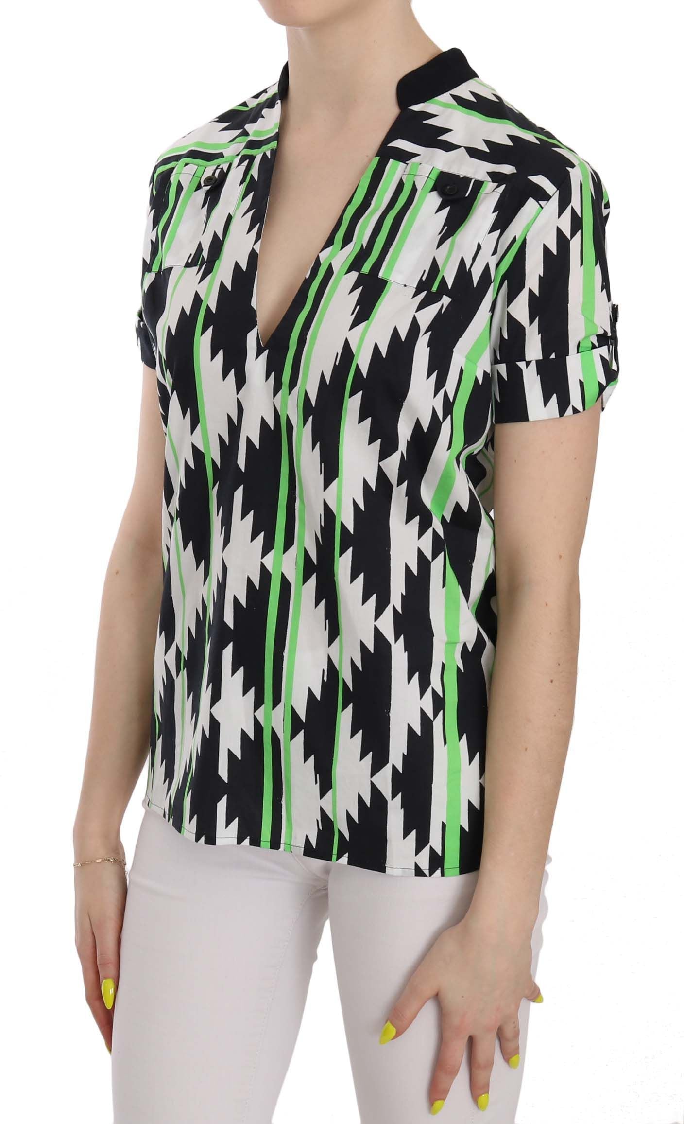 Costume National Multi Color Plunging Top Blouse | Regal Royce