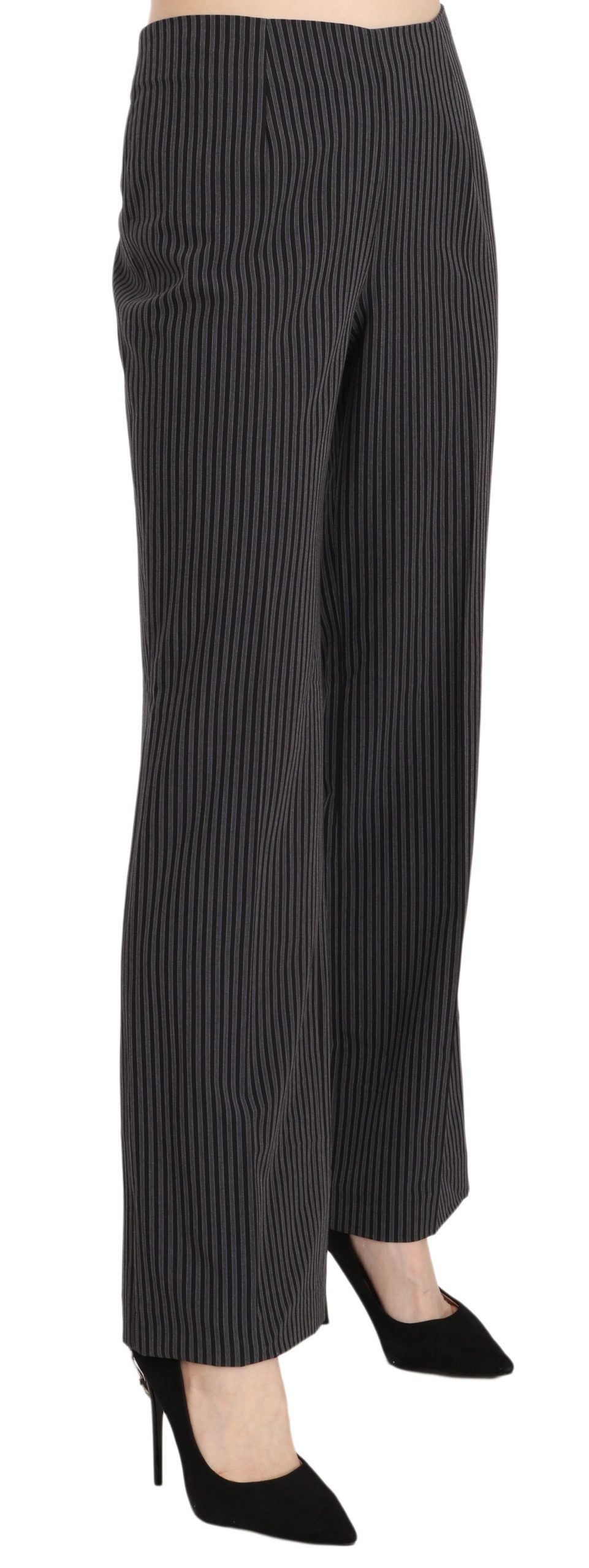 BENCIVENGA Black Striped Cotton Sretch Dress Trousers Pants | Regal Royce