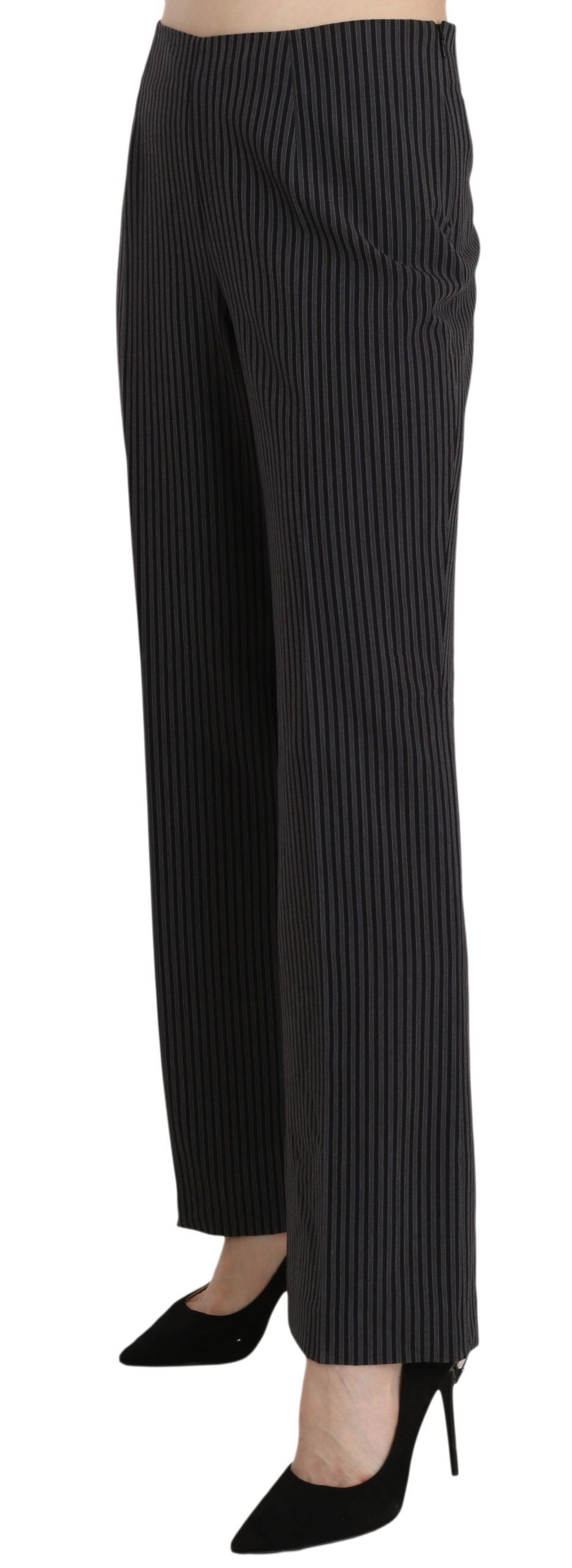 BENCIVENGA Black Striped Cotton Sretch Dress Trousers Pants | Regal Royce