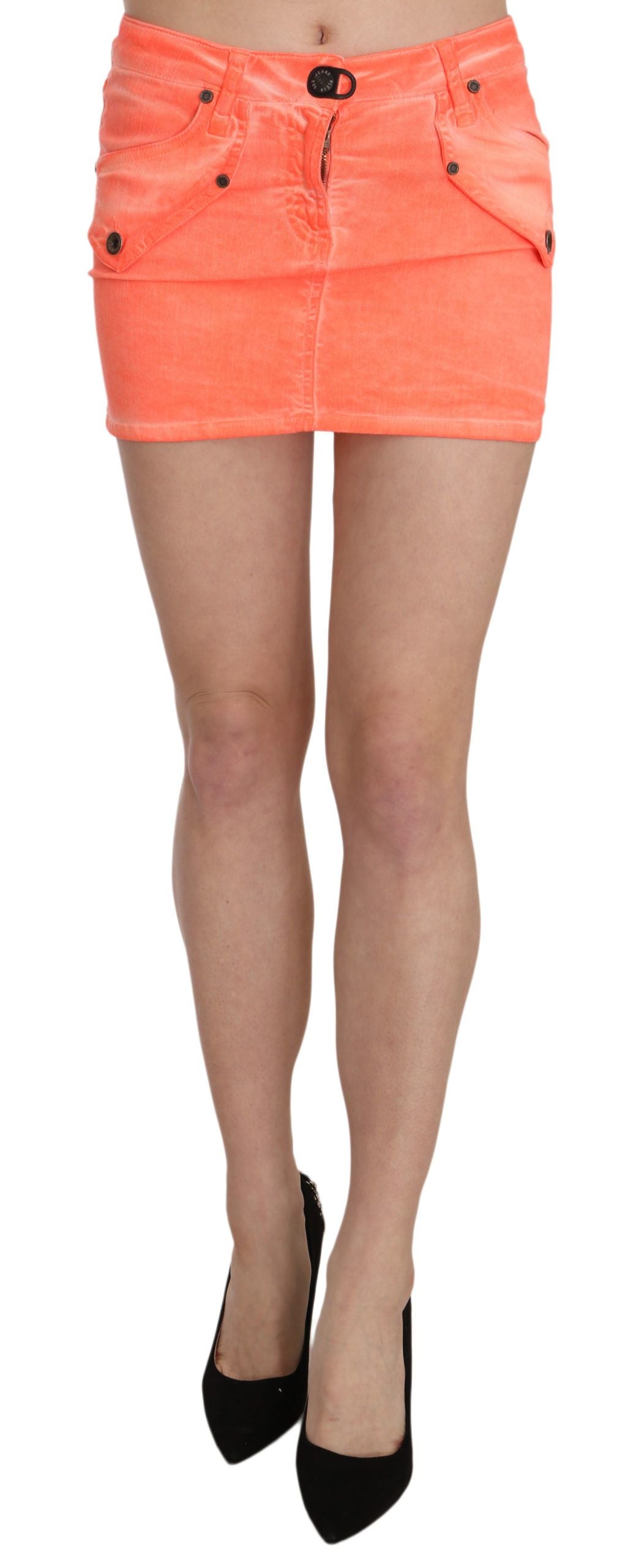 PLEIN SUD Orange Cotton Stretch Casual Mini Skirt | Regal Royce