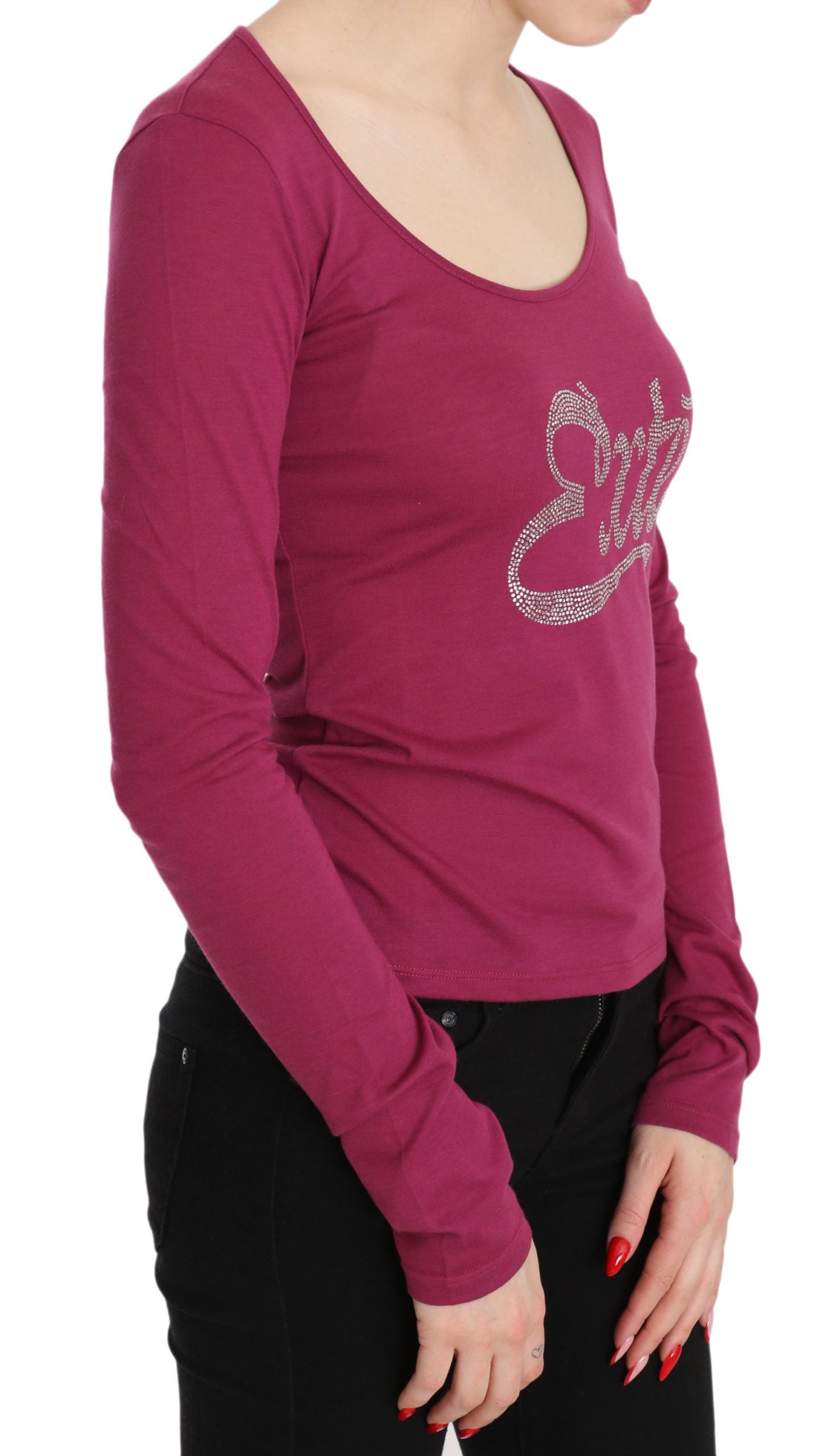 Pink Exte Crystal Embellished Long Sleeve Top | Regal Royce