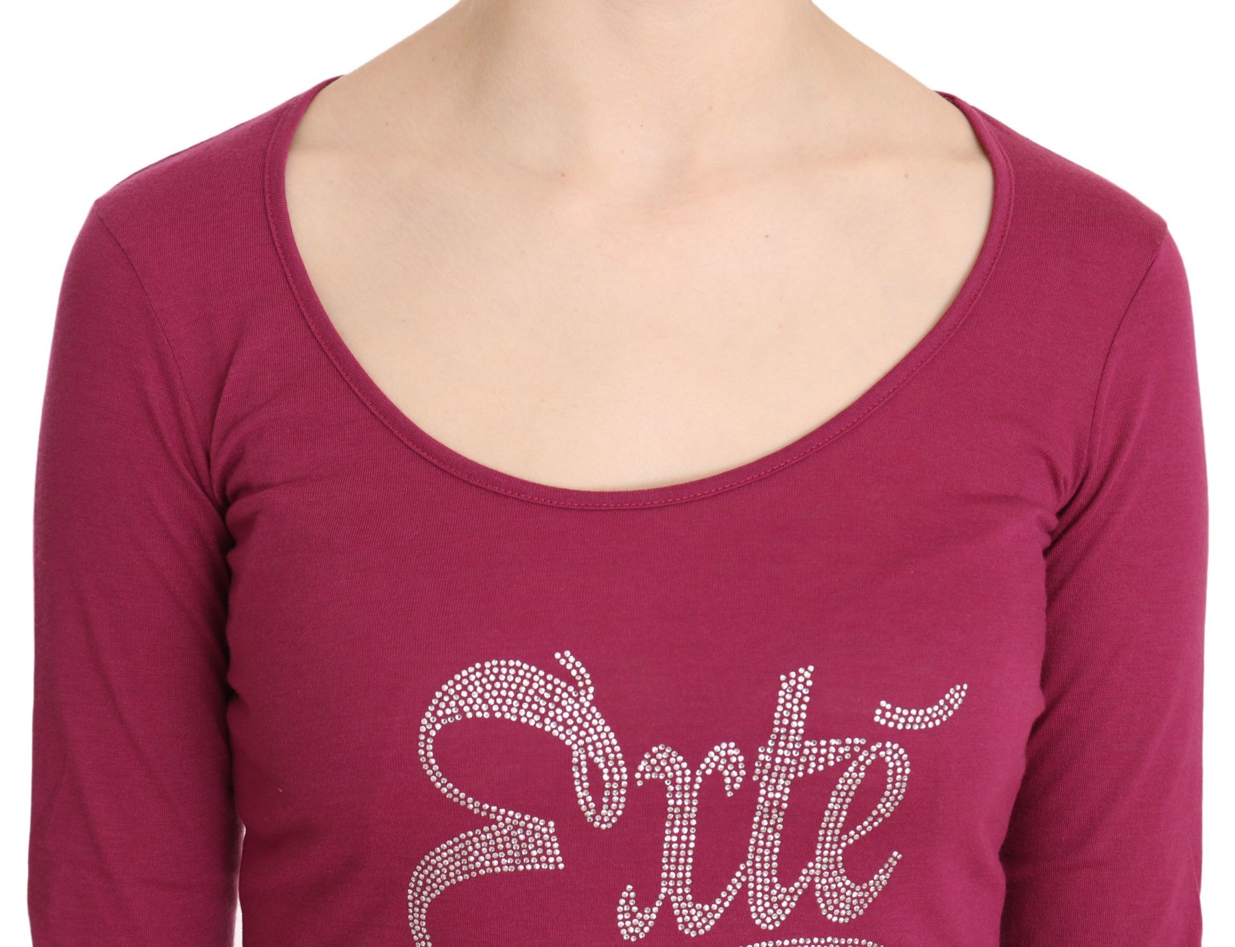 Pink Exte Crystal Embellished Long Sleeve Top | Regal Royce