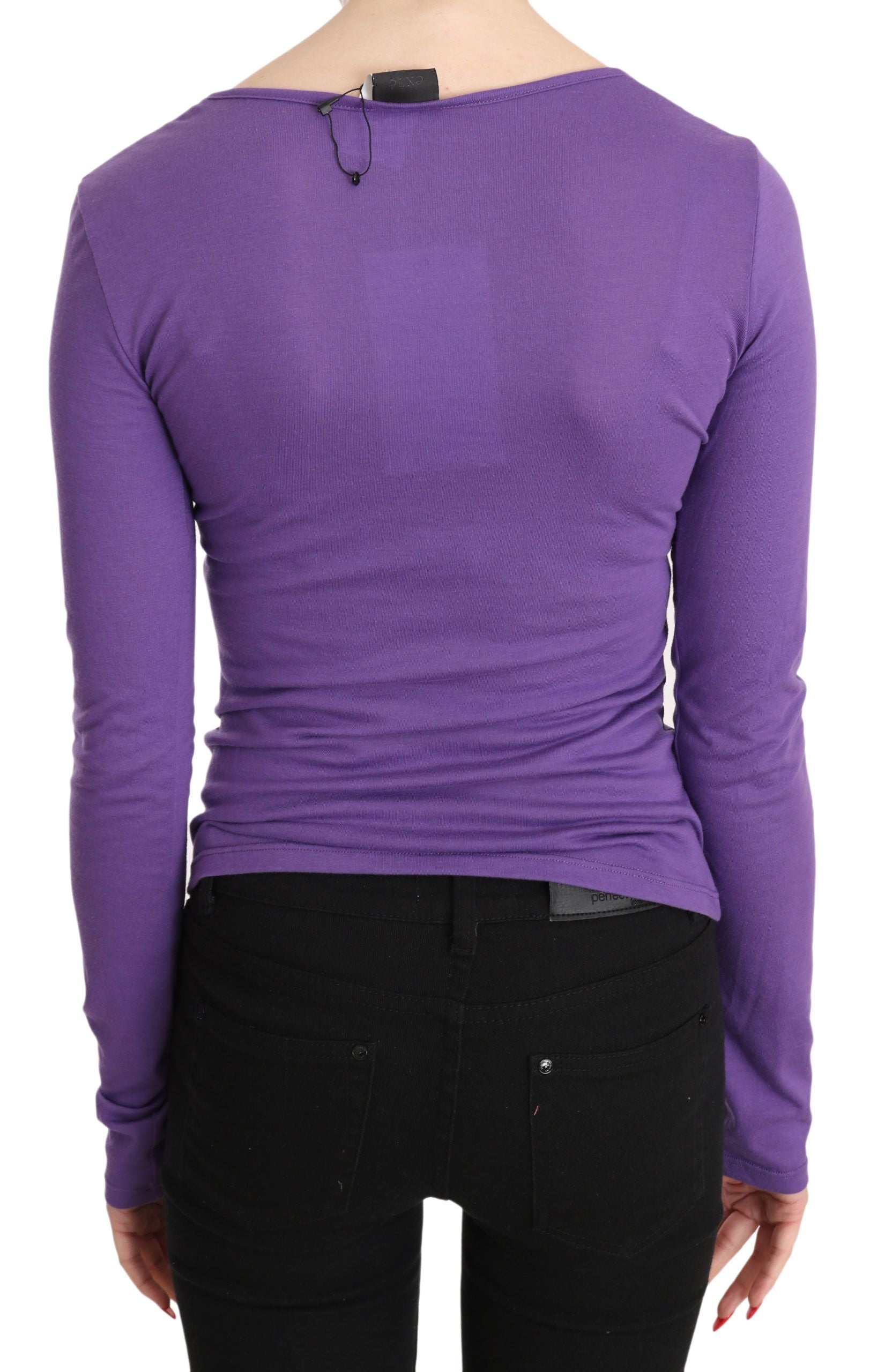 Purple Exte Crystal Embellished Long Sleeve Top Blouse | Regal Royce