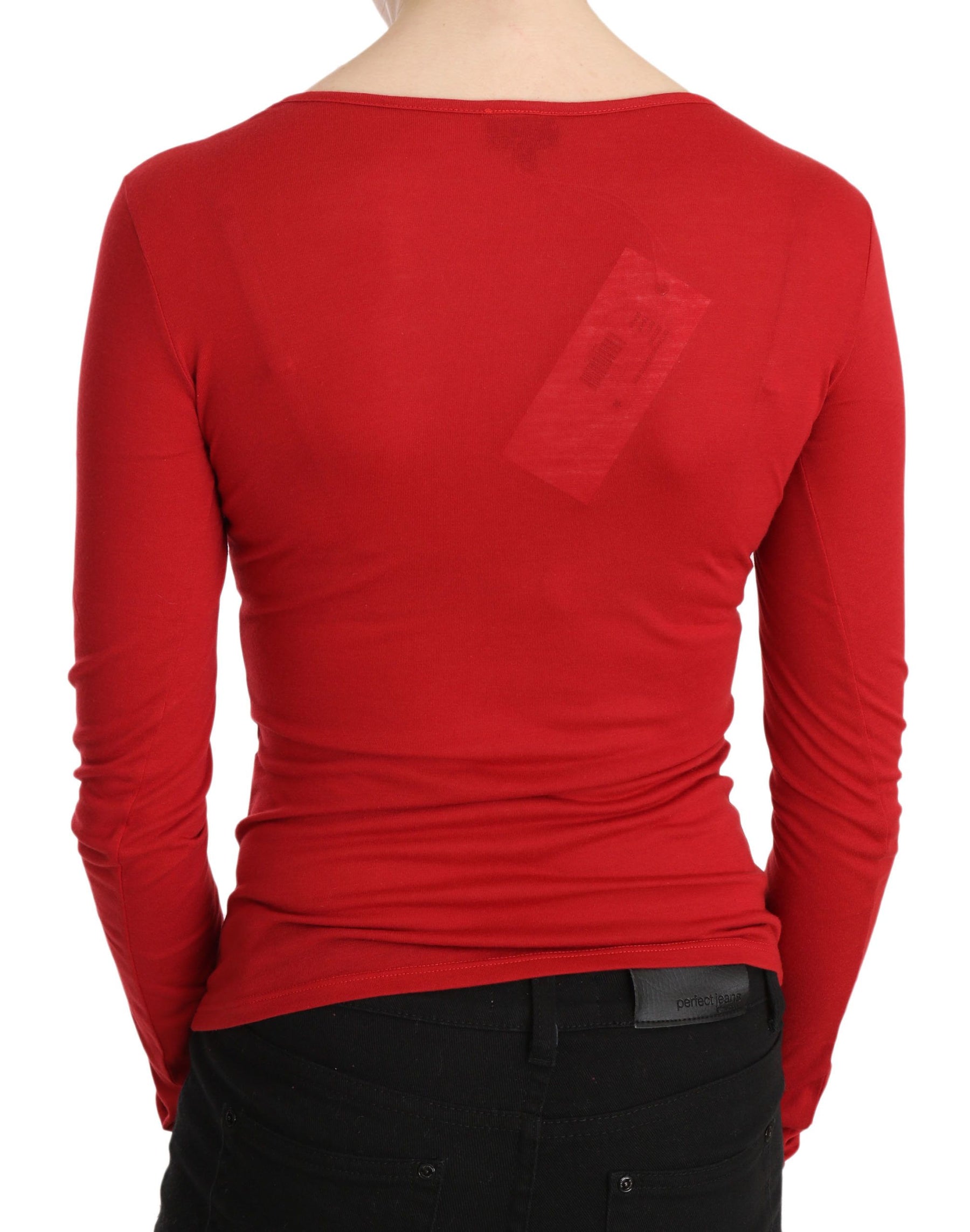Red Exte Crystal Embellished Long Sleeve Top Blouse | Regal Royce