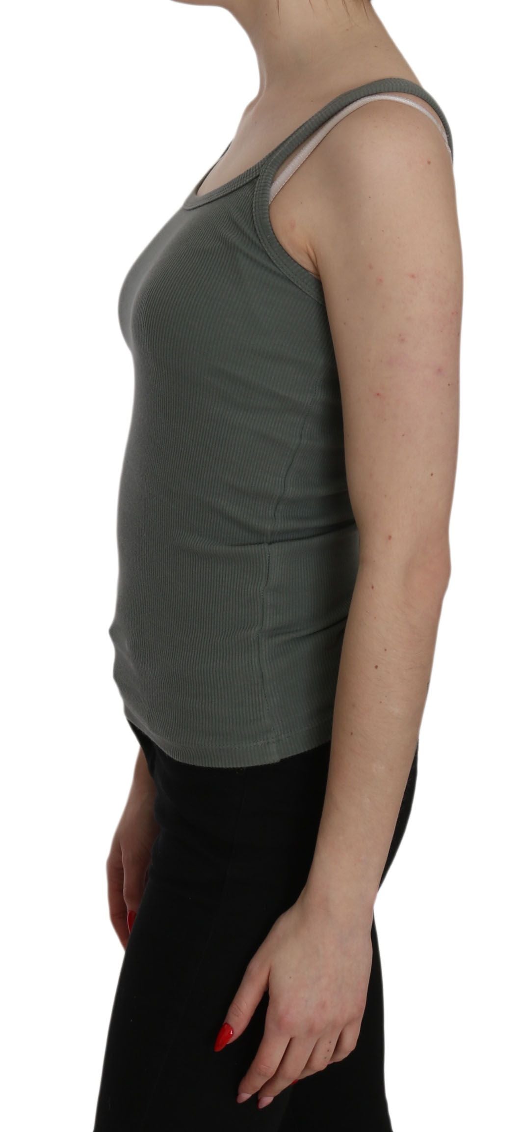 PINK MEMORIES Green Spaghetti Strap Slim Fit Casual Tank Top Blouse