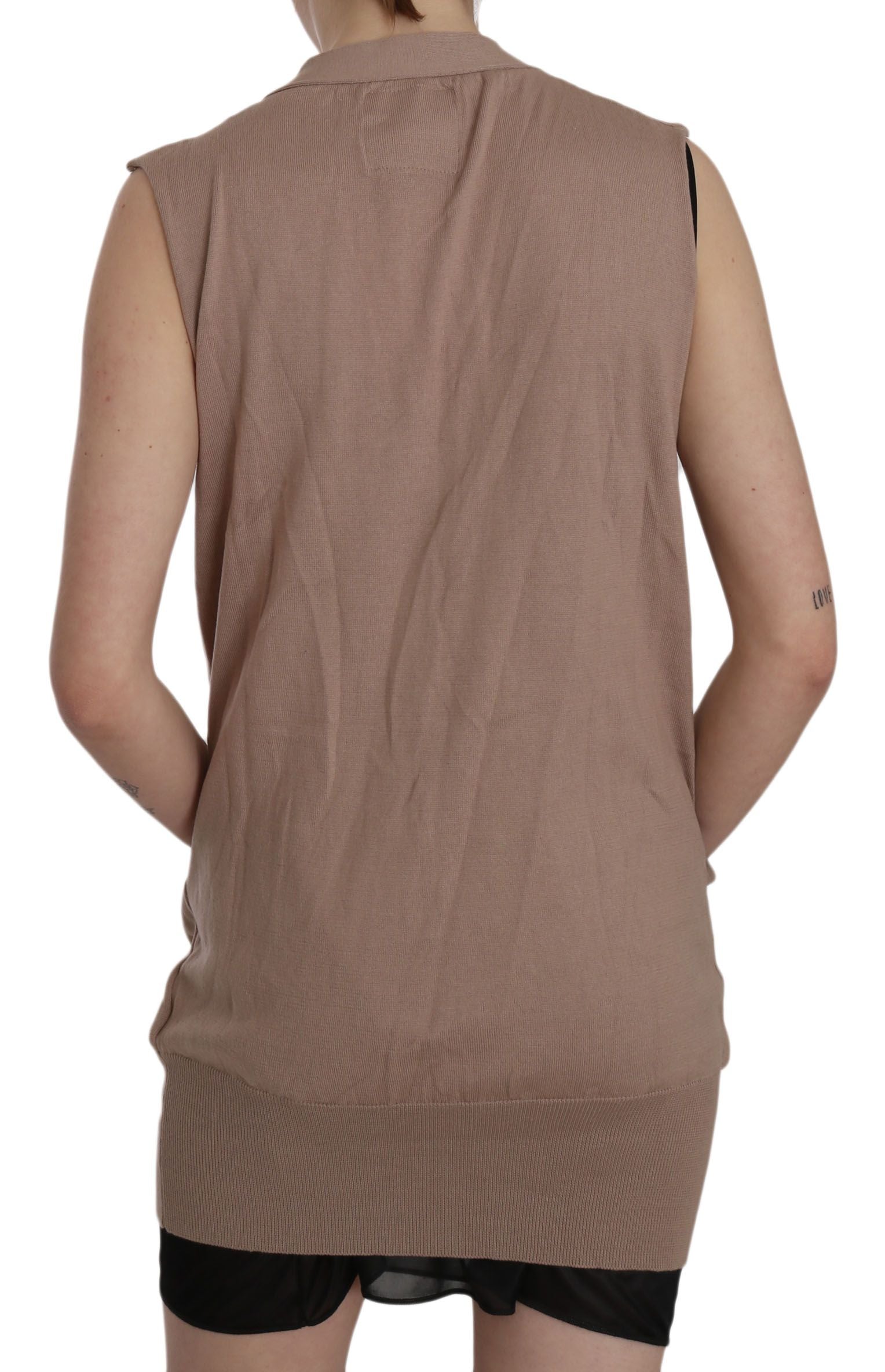 PINK MEMORIES Brown 100% Cotton Sleeveless Cardigan Top Vest | Regal Royce