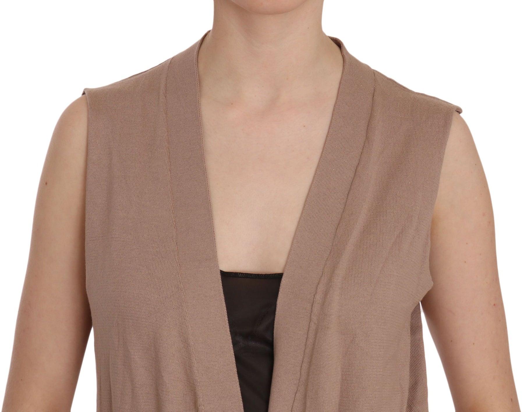 PINK MEMORIES Brown 100% Cotton Sleeveless Cardigan Top Vest | Regal Royce