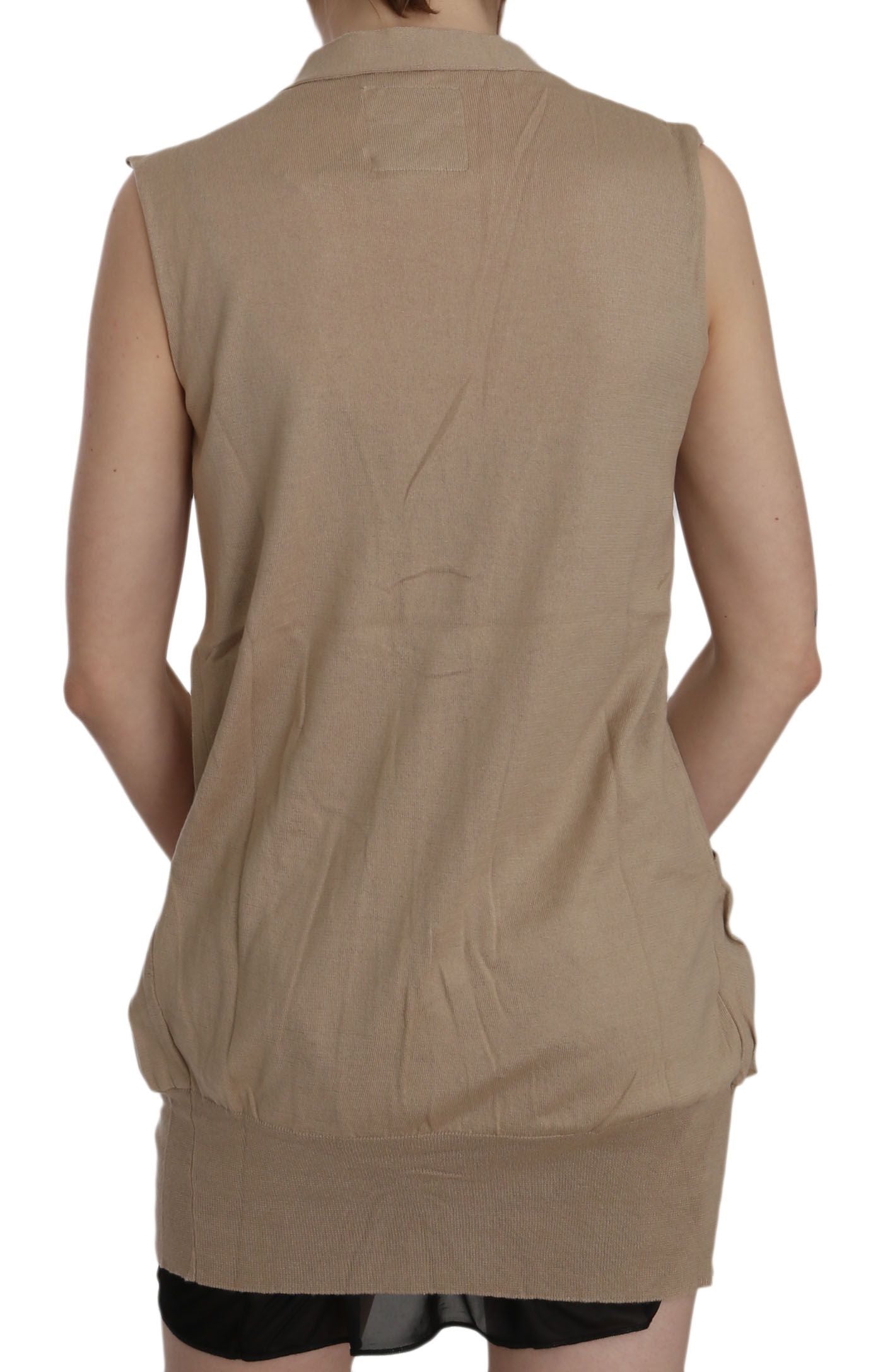 PINK MEMORIES Brown 100% Cotton Sleeveless Cardigan Top Vest | Regal Royce