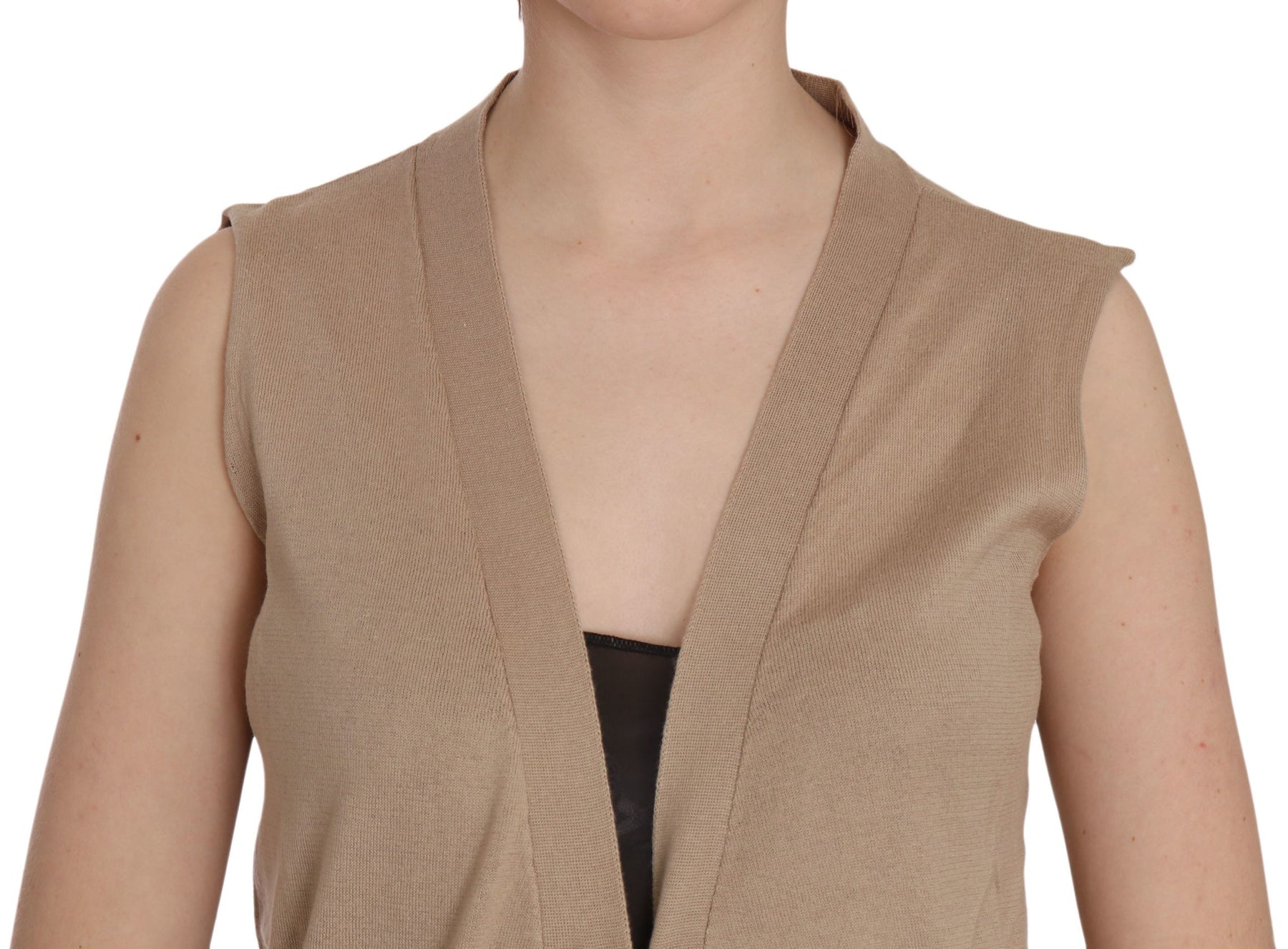 PINK MEMORIES Brown 100% Cotton Sleeveless Cardigan Top Vest | Regal Royce