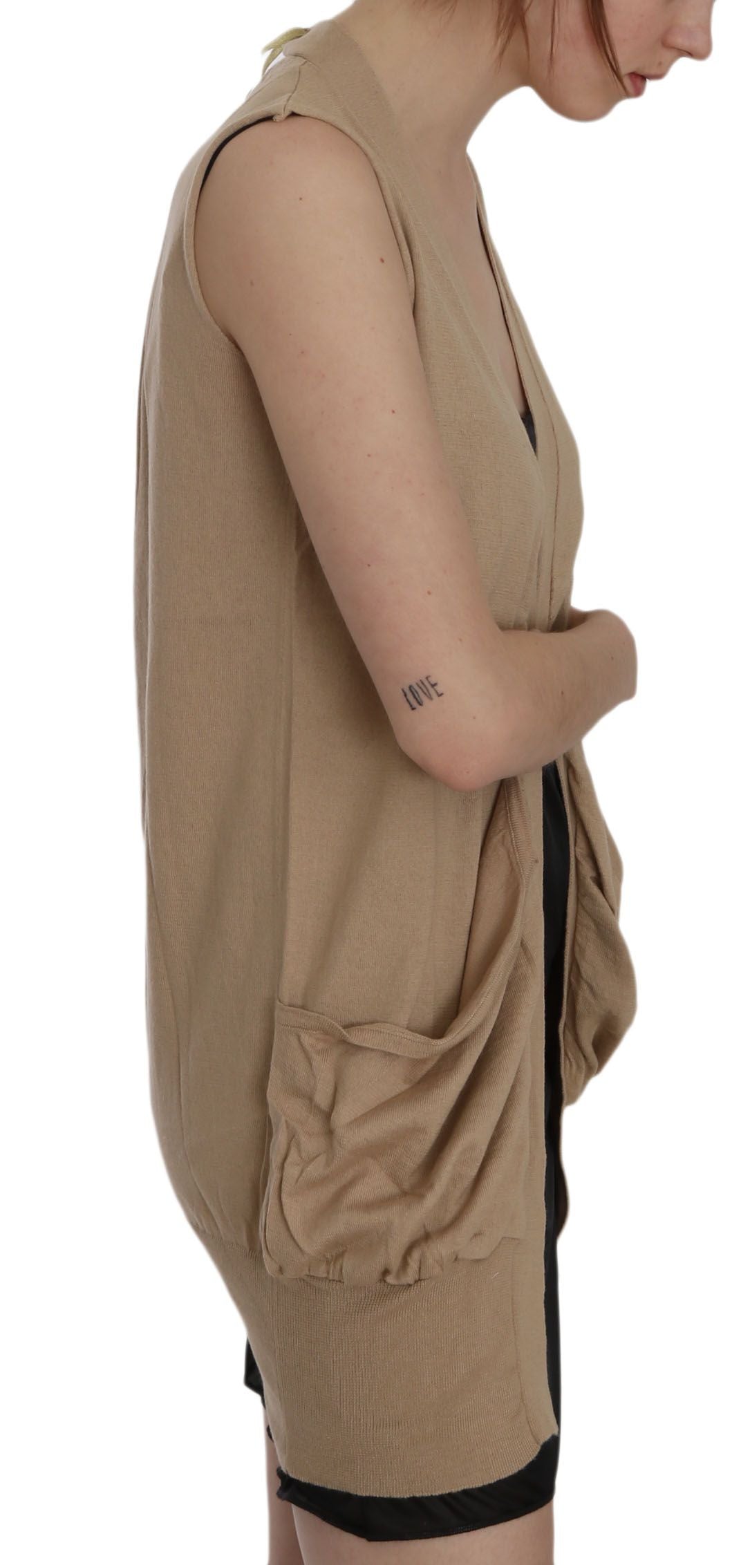 PINK MEMORIES Brown 100% Cotton Sleeveless Cardigan Top Vest | Regal Royce