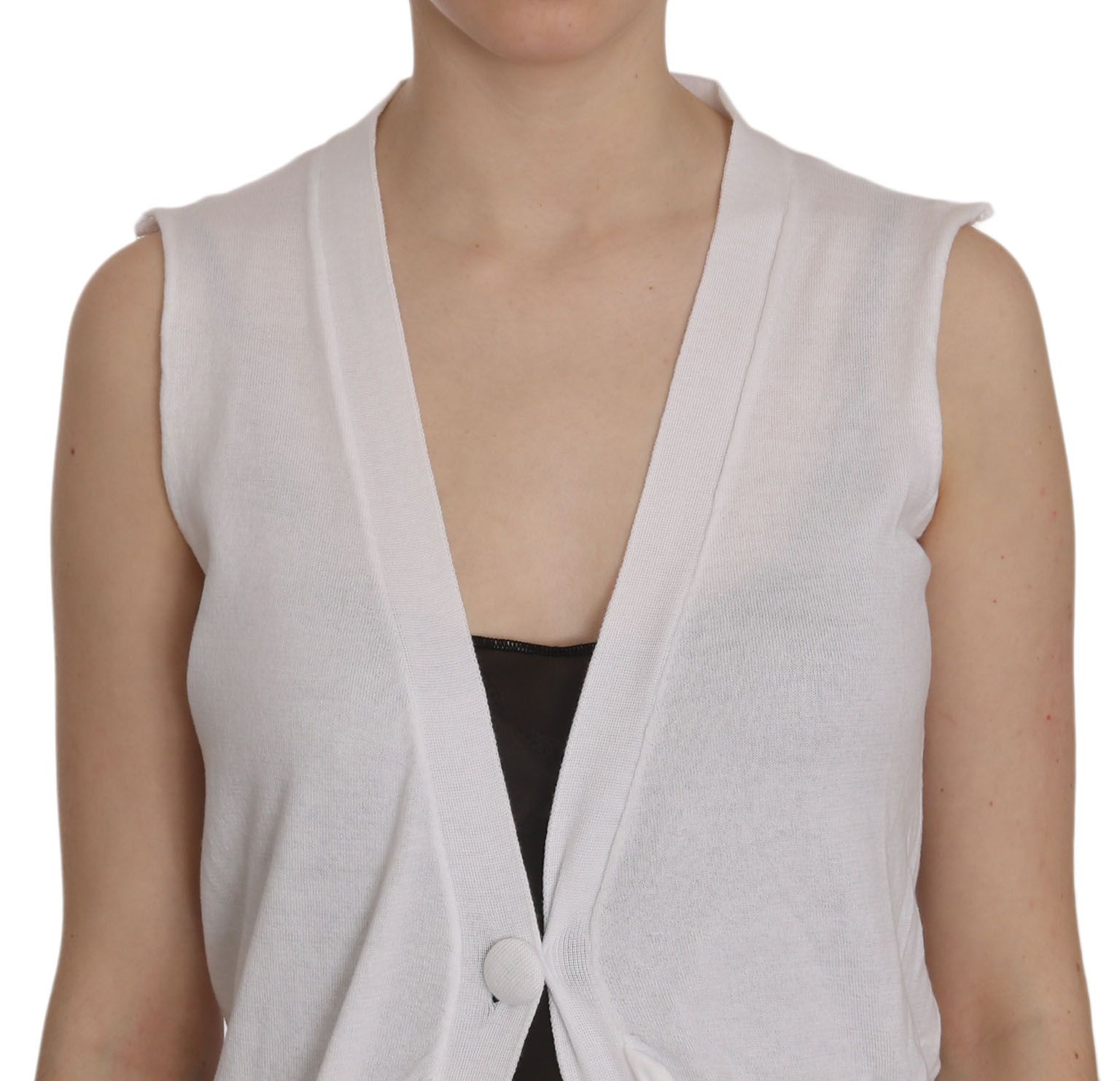 PINK MEMORIES White 100% Cotton Sleeveless Cardigan Top Vest | Regal Royce