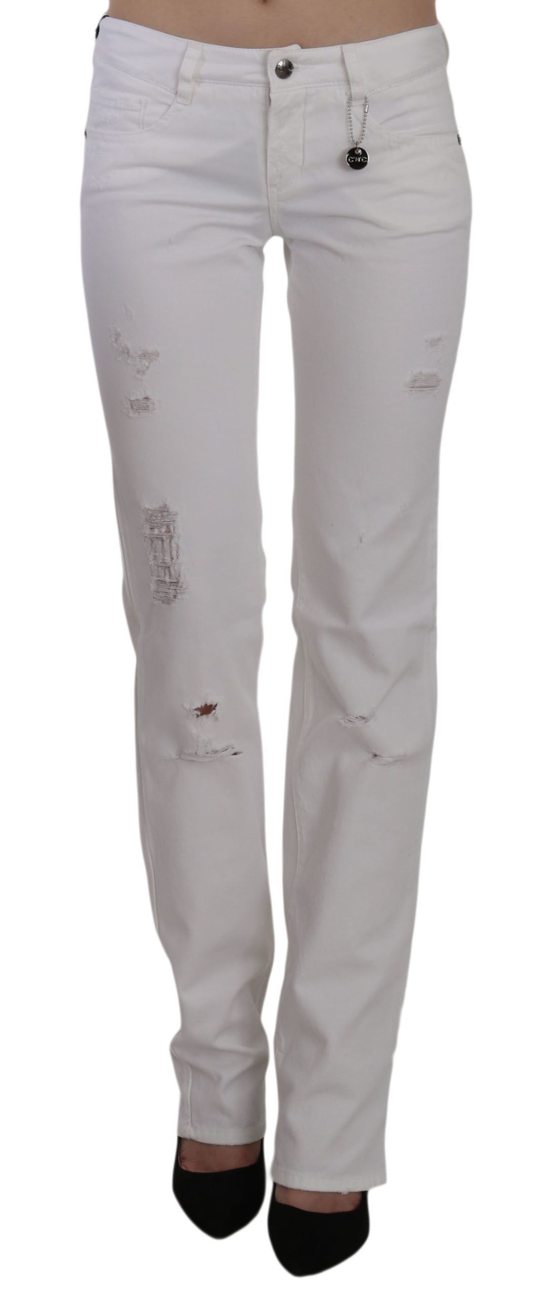 Costume National White Cotton Slim Fit Straight Jeans Pants | Regal Royce