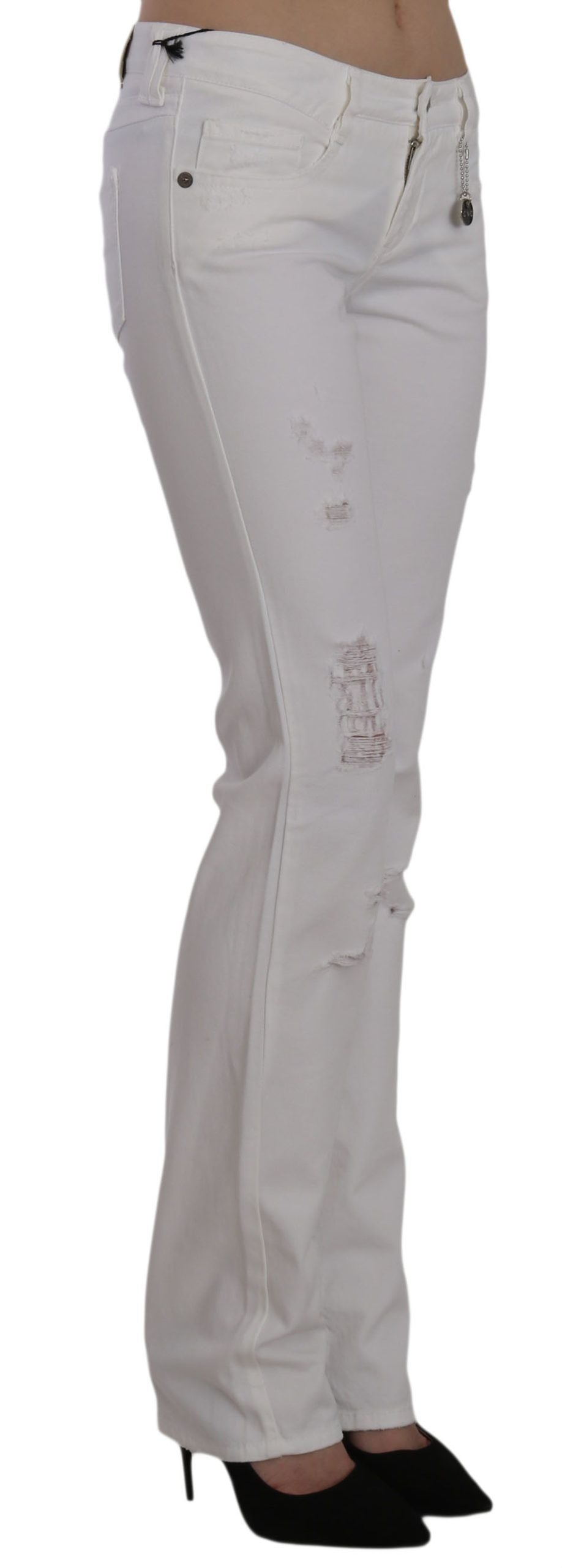 Costume National White Cotton Slim Fit Straight Jeans Pants | Regal Royce