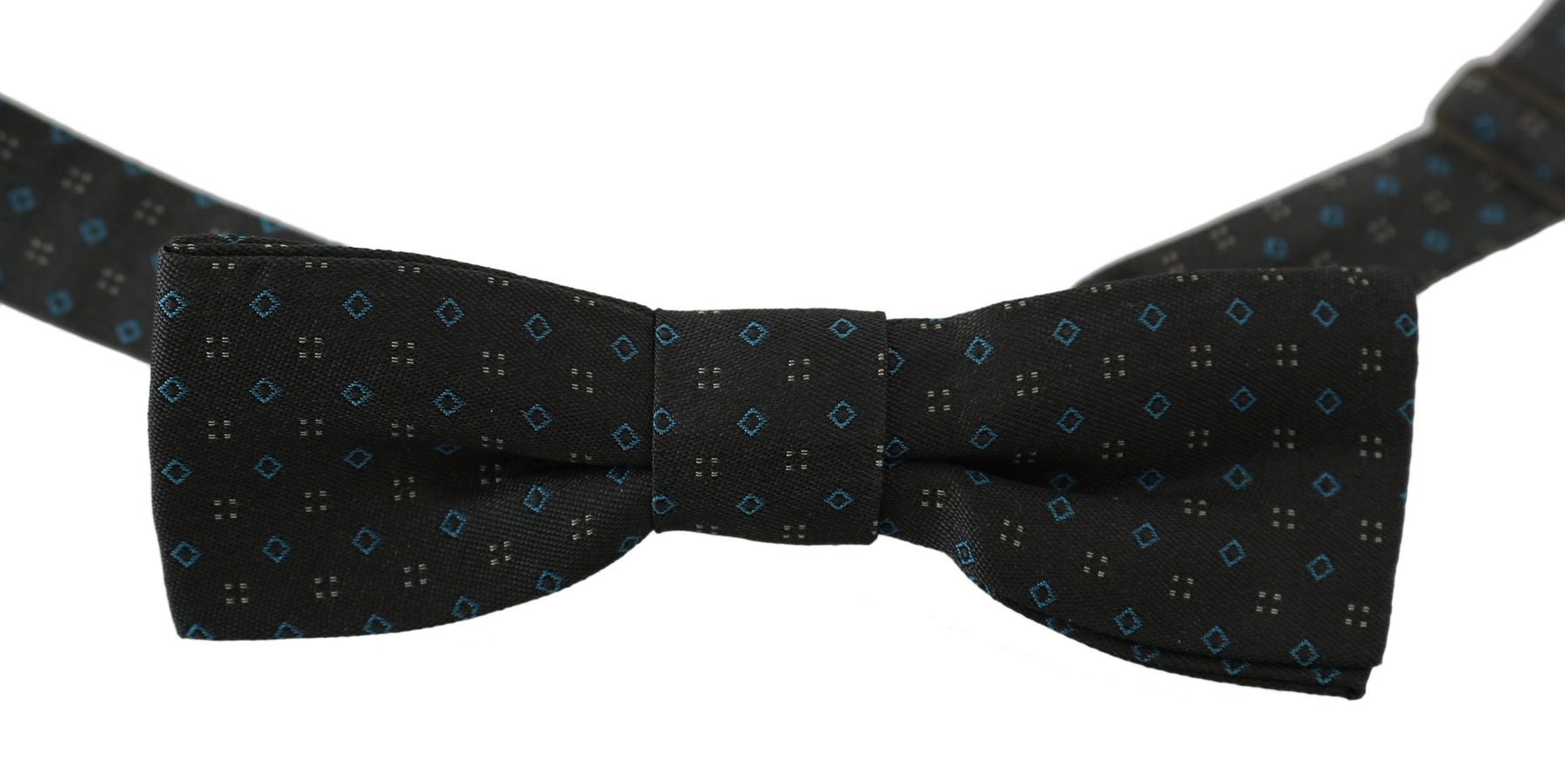 Dolce & Gabbana Men Gray Pattern Silk Adjustable Neck Papillon Bow Tie | Regal Royce