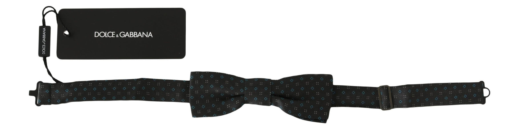 Dolce & Gabbana Men Gray Pattern Silk Adjustable Neck Papillon Bow Tie | Regal Royce